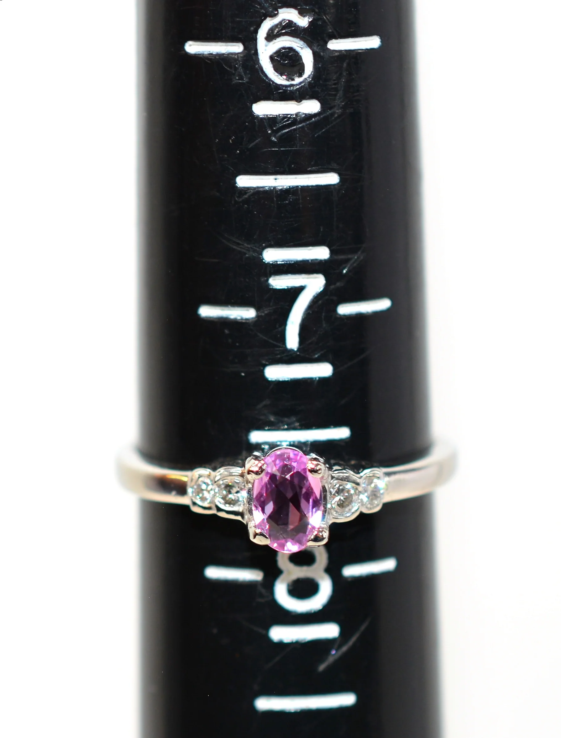 LeVian Natural Padparadscha Sapphire & Diamond Ring Solid Platinum .49tcw Ceylon Ring Sapphire Ring Designer Ring Engagement Ring Pink Ring - Image 9