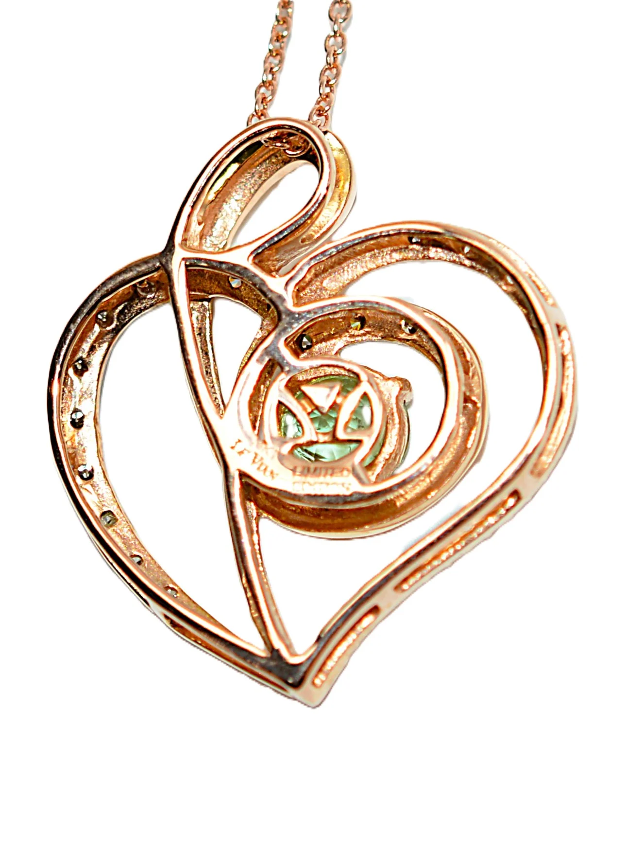 LeVian Natural Paraiba Tourmaline & Diamond Necklace 14K Solid Rose Gold .81tcw Heart Necklace Limited Edition Necklace LeVian Bridal - Image 5