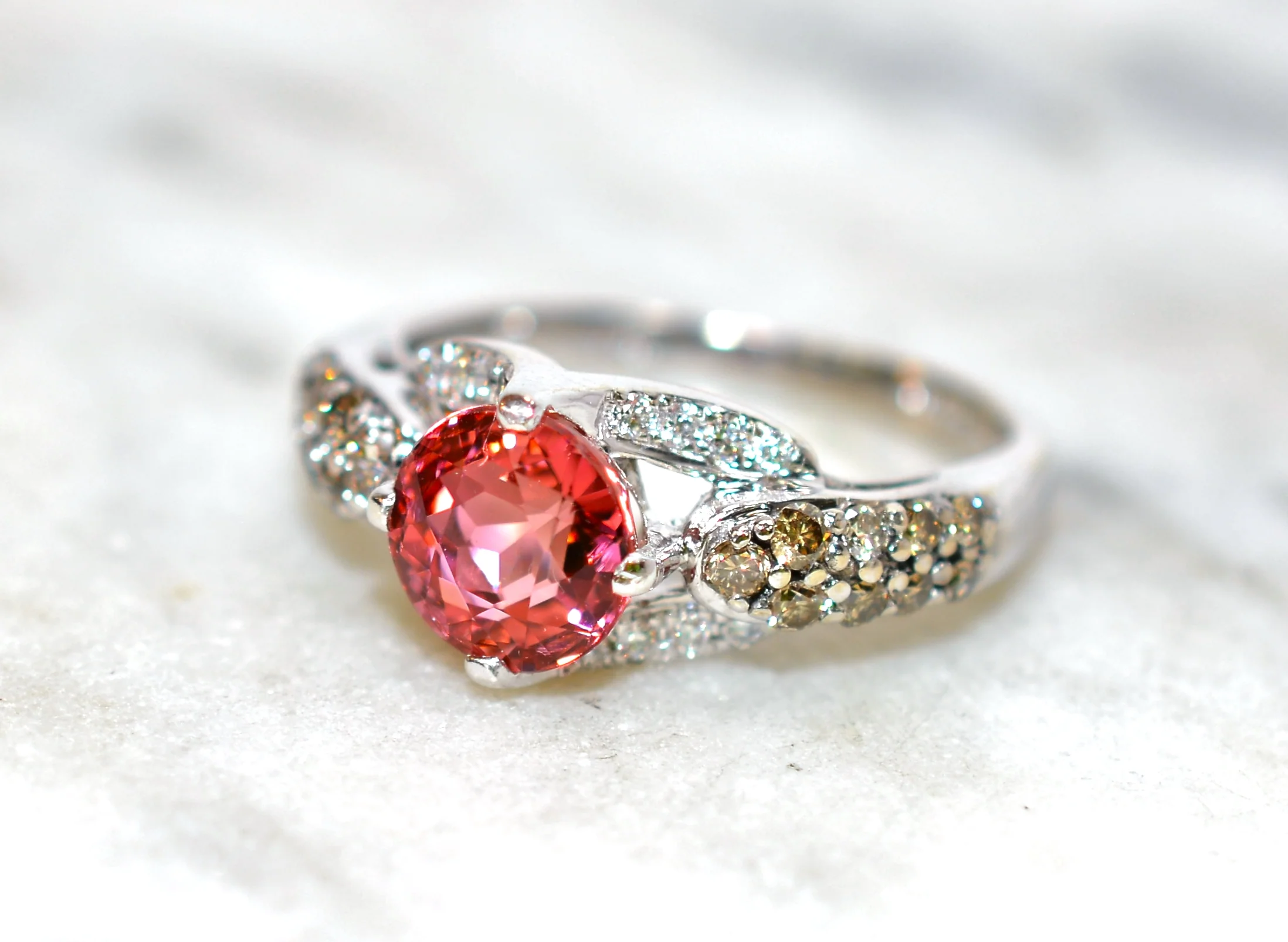 LeVian Natural Pink Tourmaline & Diamond 14K Solid White Gold 1.99tcw Tourmaline Ring Designer Ring Pink Ring Engagement Ring Bridal Jewelry - Image 8