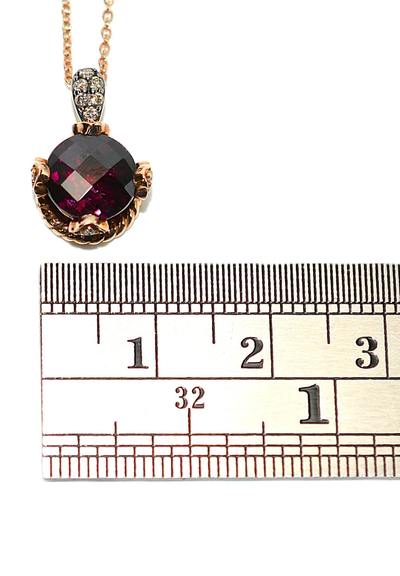 LeVian Natural Rhodolite Garnet Necklace 14K Rose Gold 2.17tcw Raspberry Garnet Designer Pendant Estate Jewelry Le Vian Necklace - Image 11