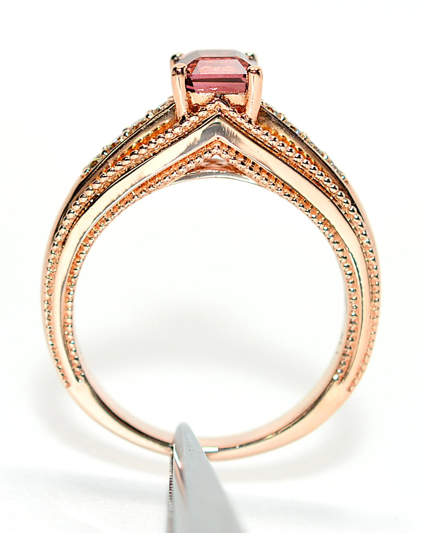 LeVian Natural Rubellite & Diamond Ring 14K Rose Gold 1.00tcw Pink Tourmaline Ring Statement Birthstone Ring Gemstone Ring Designer Estate - Image 3