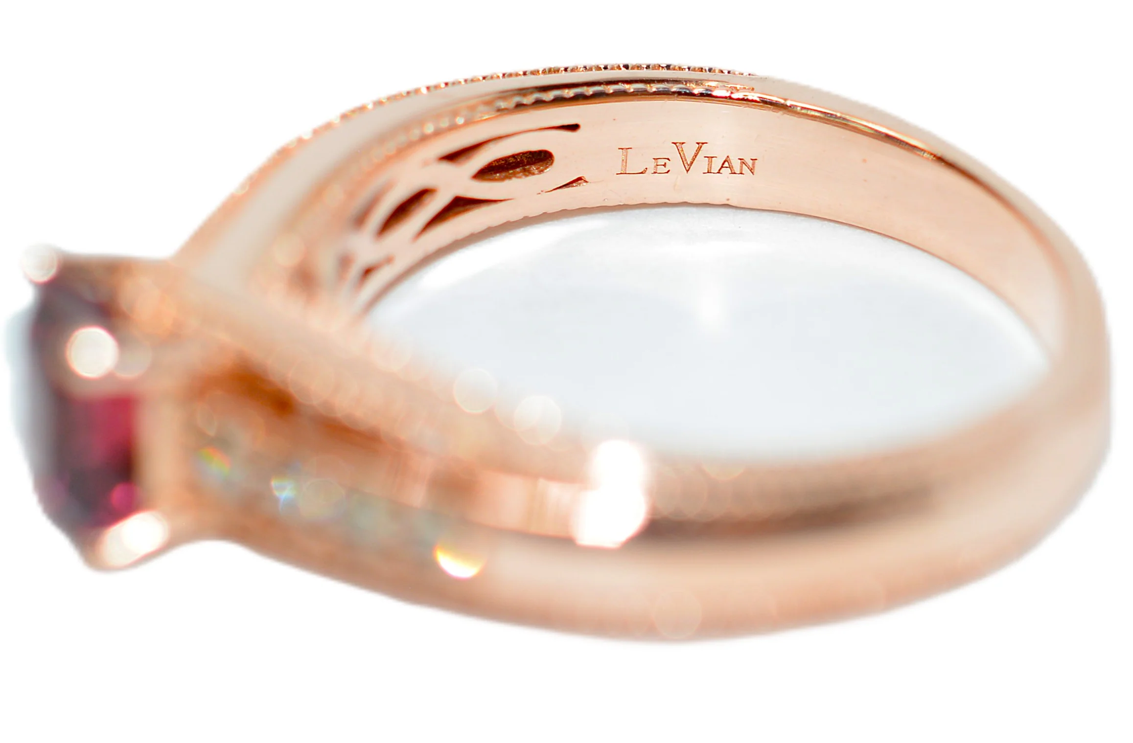 LeVian Natural Rubellite & Diamond Ring 14K Rose Gold 1.00tcw Pink Tourmaline Ring Statement Birthstone Ring Gemstone Ring Designer Estate - Image 7