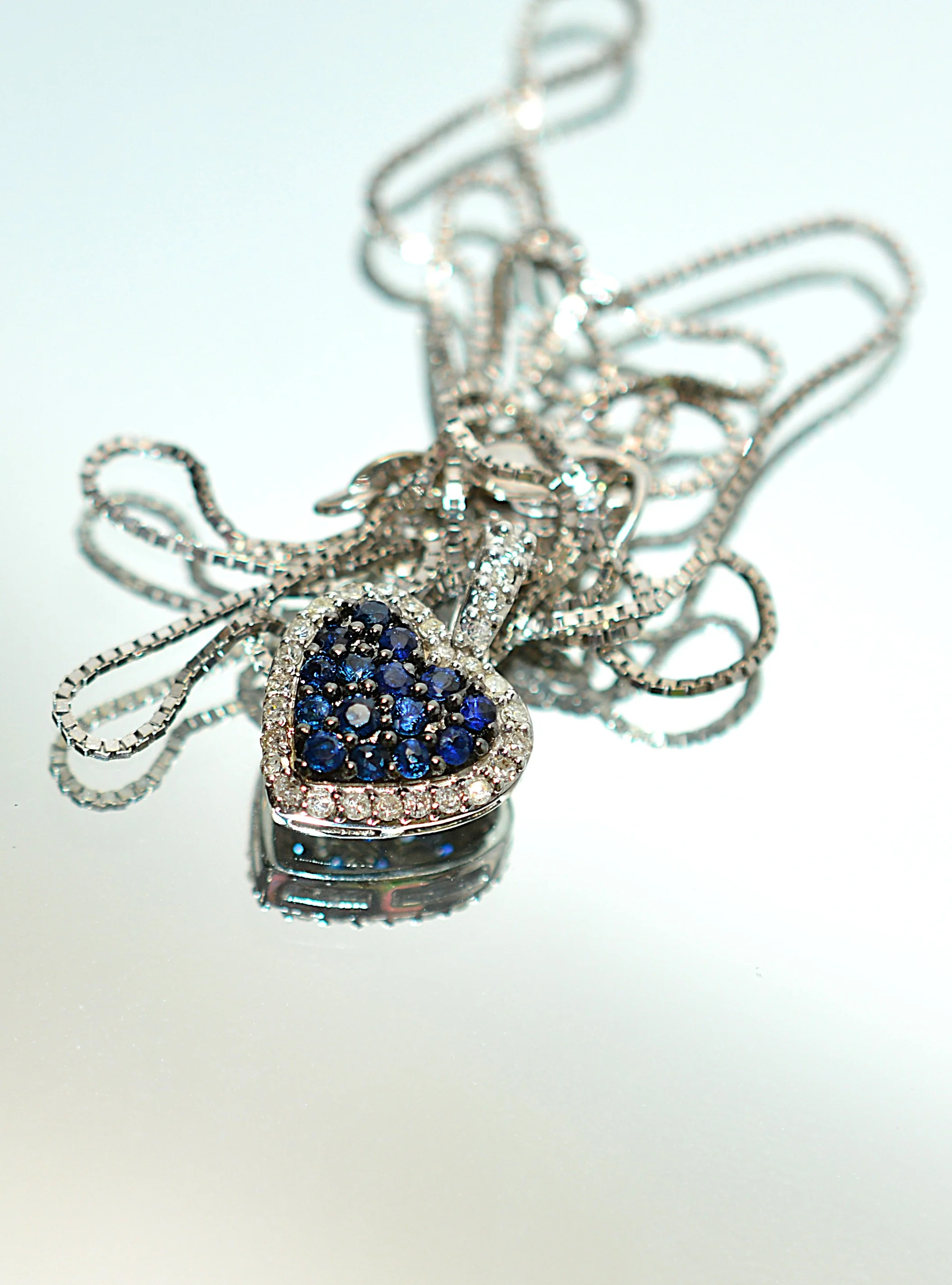 Natural Sapphire & Diamond Necklace 10K White Gold .21tcw Pendant Blue Sapphire September Birthstone - Image 15