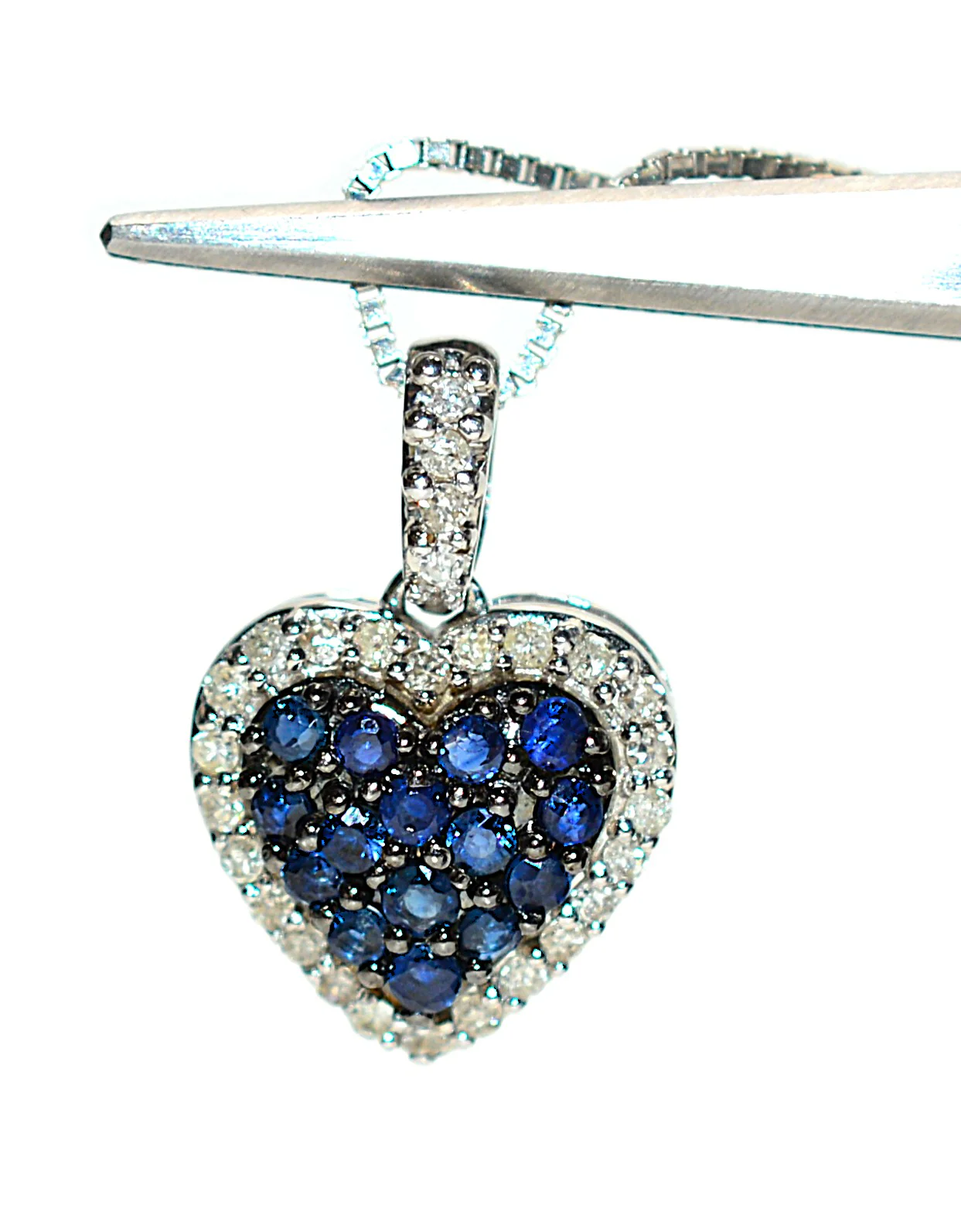 Natural Sapphire & Diamond Necklace 10K White Gold .21tcw Pendant Blue Sapphire September Birthstone - Image 3