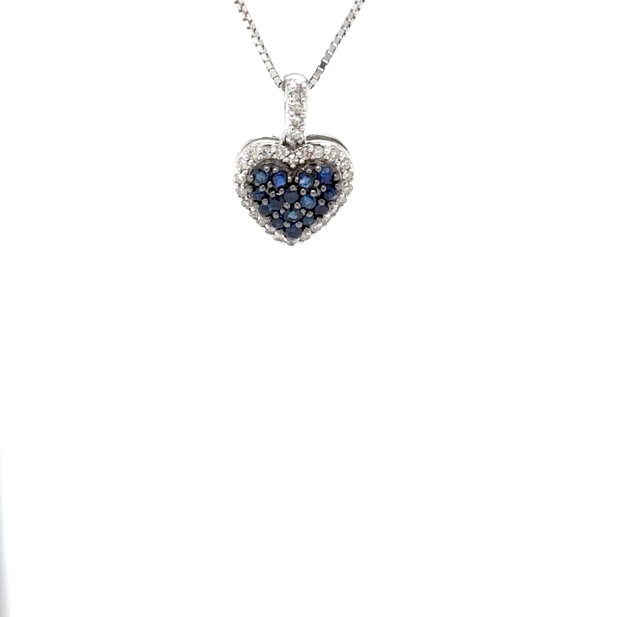 Natural Sapphire & Diamond Necklace 10K White Gold .21tcw Pendant Blue Sapphire September Birthstone - Image 8