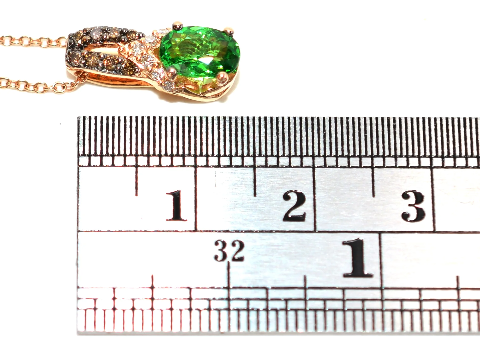 LeVian Natural Tsavorite Garnet & Chocolate Diamond Necklace 14K Solid Rose Gold 1.04tcw Pendant Necklace Designer Necklace Green Necklace - Image 9