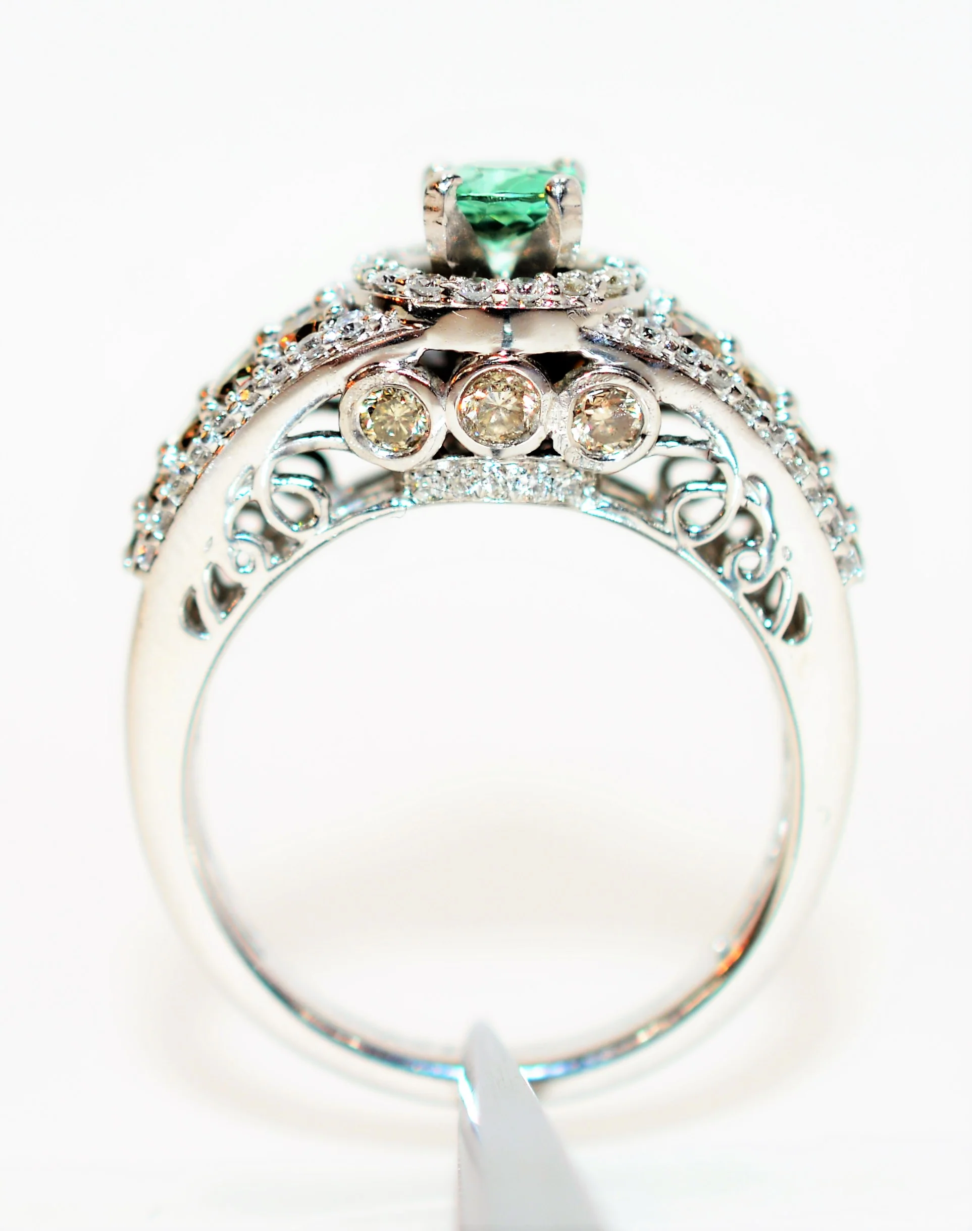 LeVian Natural Paraiba Tourmaline & Fancy Diamond Ring 14K Solid White Gold 1.16tcw Designer Jewelry Fine Estate Cluster Women's Jewellery - Image 3