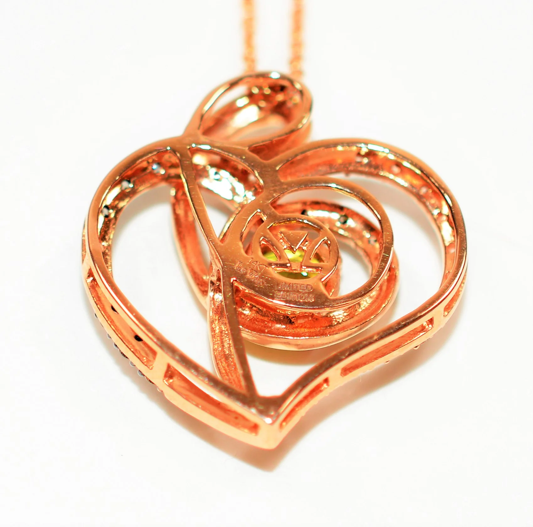LeVian Natural Sphene & Diamond Necklace 14K Solid Rose Gold .96tcw Heart Necklace Limited Edition Necklace LeVian Bridal Titanite Necklace - Image 6