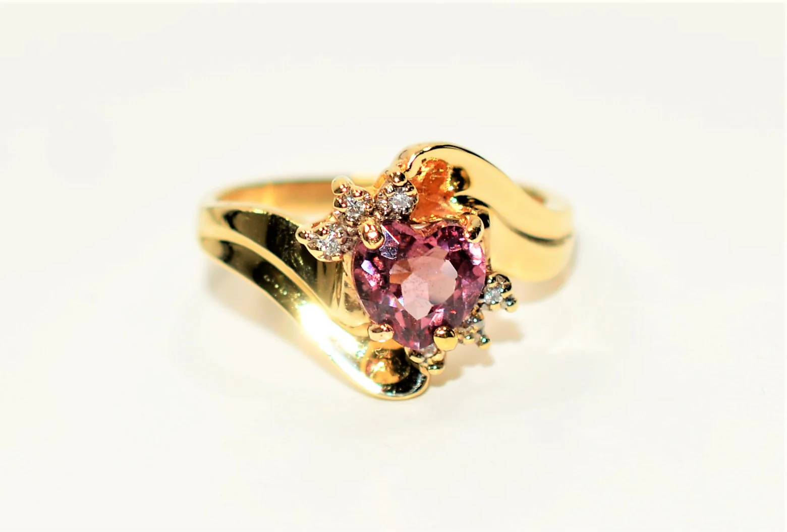 Natural Malaia Malaya Garnet & Diamond Ring 14K Solid Gold 1.10tcw Heart Ring Engagement Ring Gemstone Ring Women's Ring Estate Jewelry