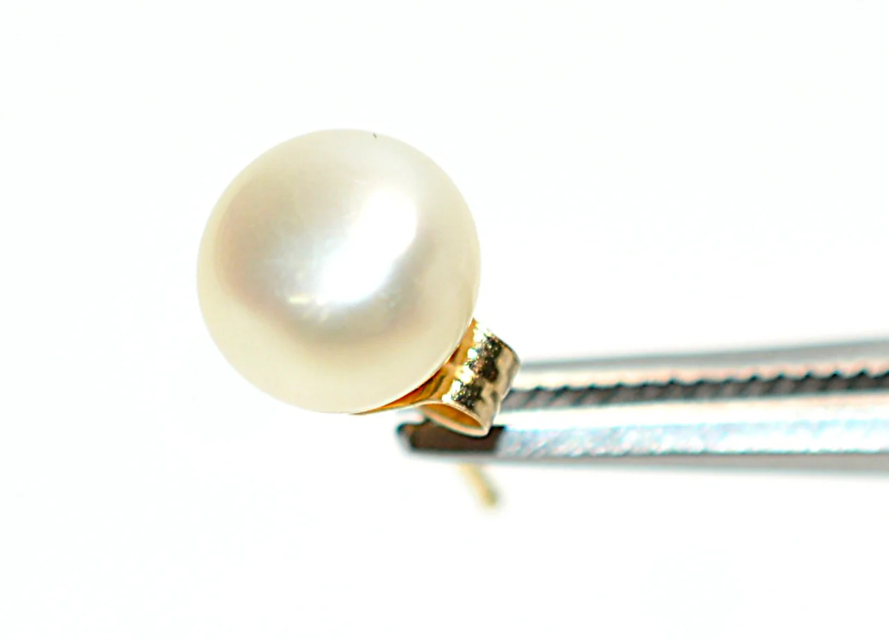 Natural Akoya Pearl Earrings 14K Solid Gold Earrings Stud Earrings Antique Earrings Vintage Earrings Fine Estate Jewelry October Birthstone - Image 2