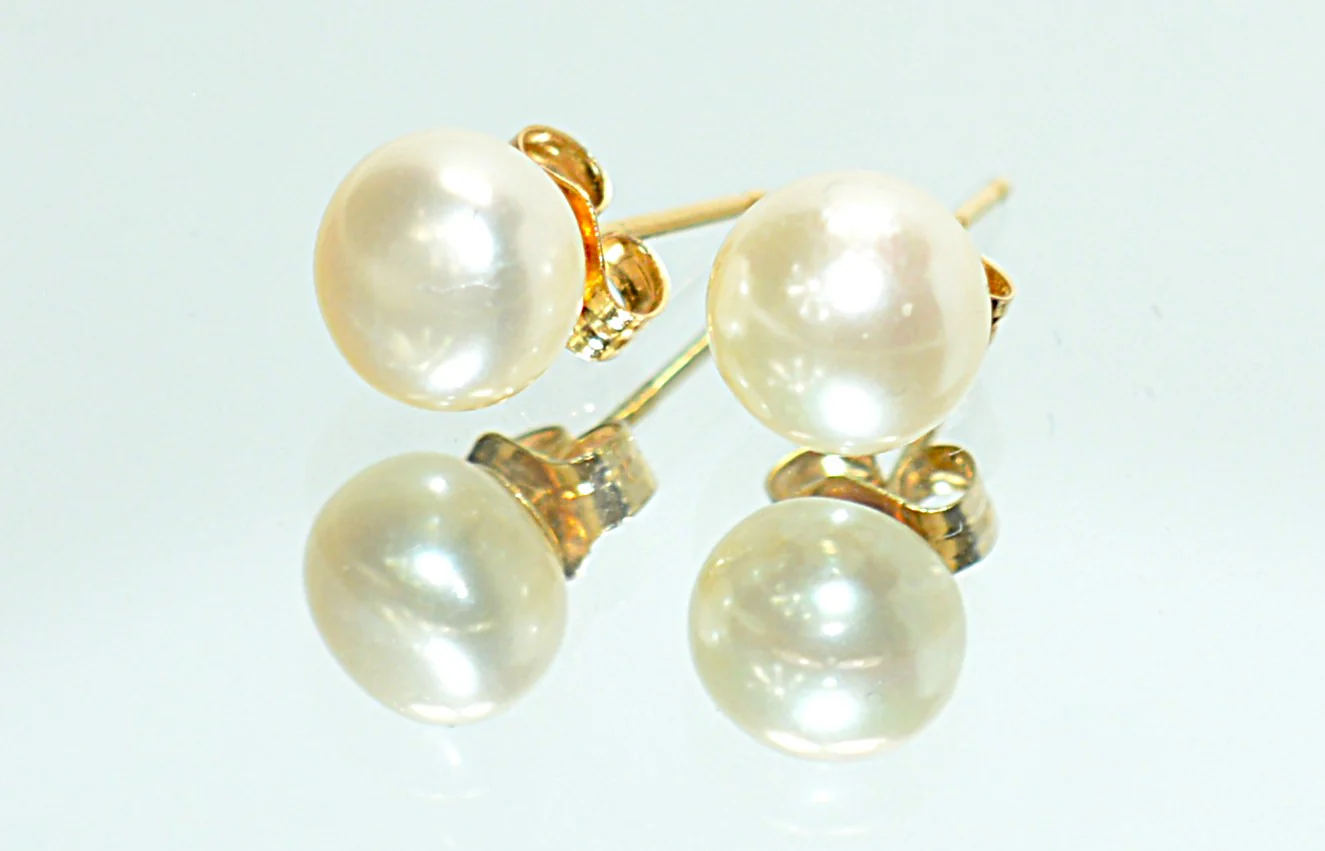 Natural Akoya Pearl Earrings 14K Solid Gold Earrings Stud Earrings Antique Earrings Vintage Earrings Fine Estate Jewelry October Birthstone - Image 6