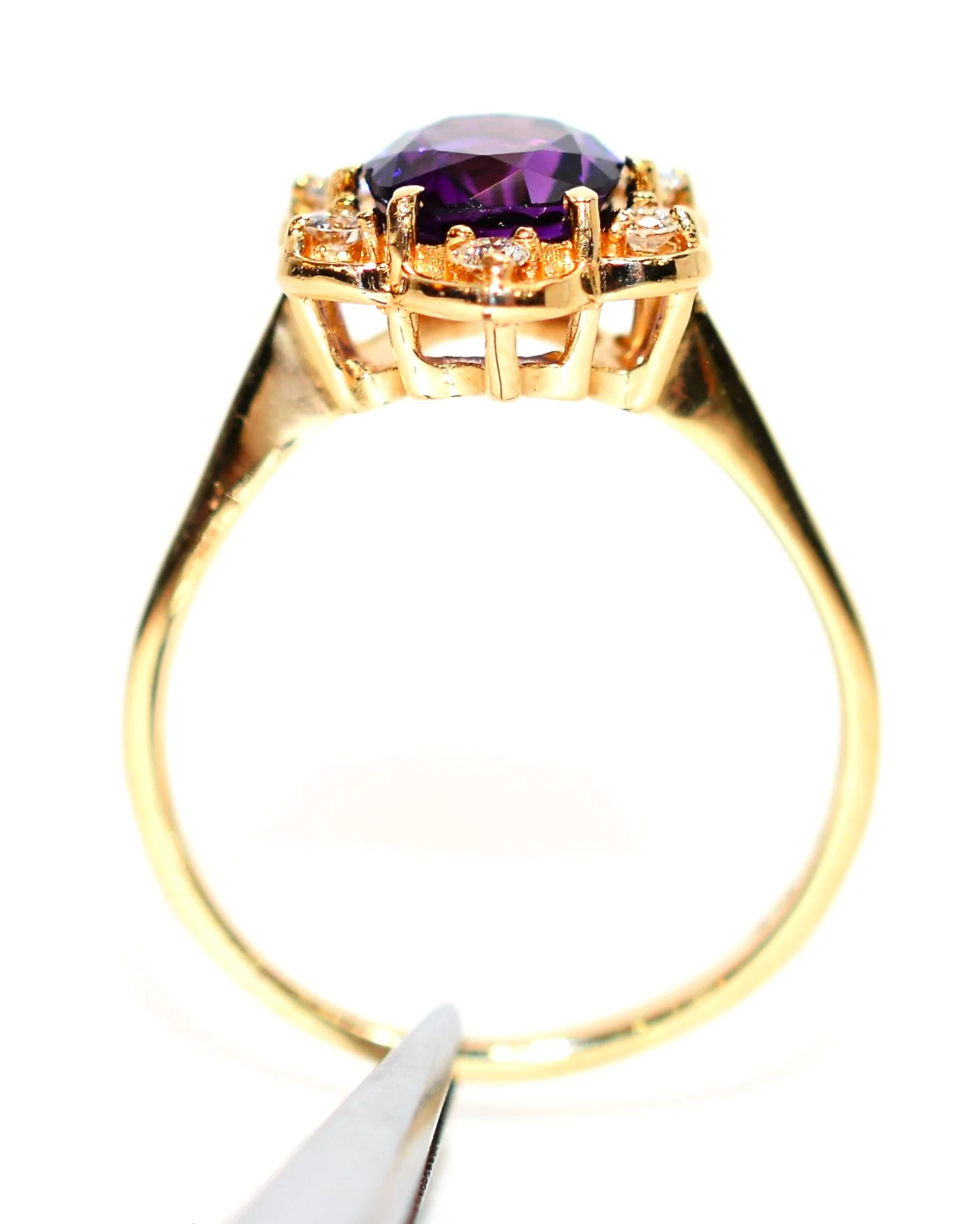 Natural Amethyst & Diamond Ring 14K Solid Gold Ring 1.93tcw Gemstone Ring February Birthstone Ring Statement Ring Cocktail Ring Fashion Ring - Image 3