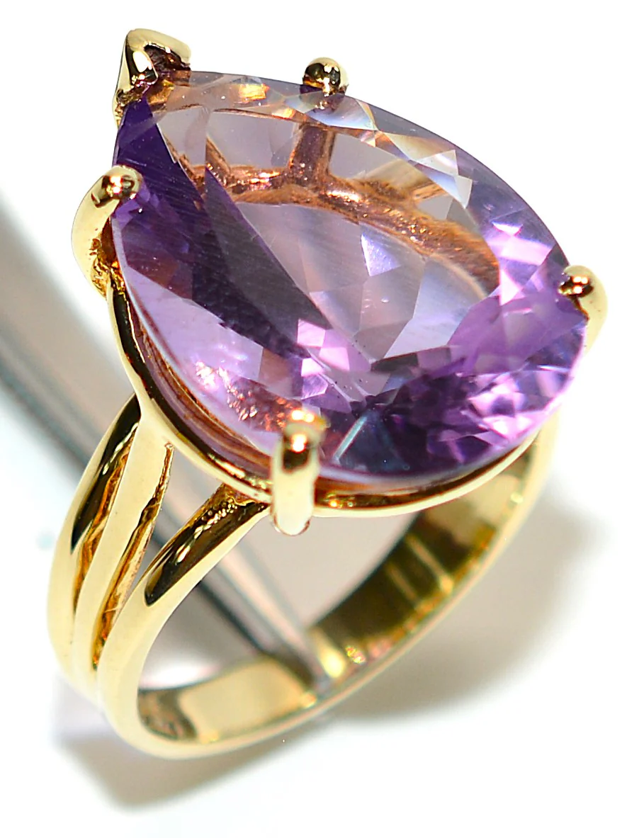 Natural Amethyst Ring 14K Solid Gold 8.71ct Solitaire Ring February Birthstone Ring Purple Ring Vintage Ring Cocktail Ring Estate Jewelry - Image 4