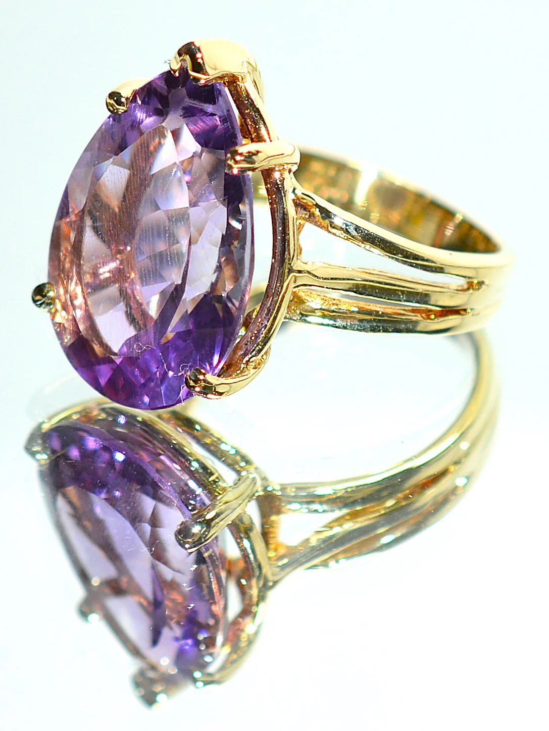 Natural Amethyst Ring 14K Solid Gold 8.71ct Solitaire Ring February Birthstone Ring Purple Ring Vintage Ring Cocktail Ring Estate Jewelry - Image 8