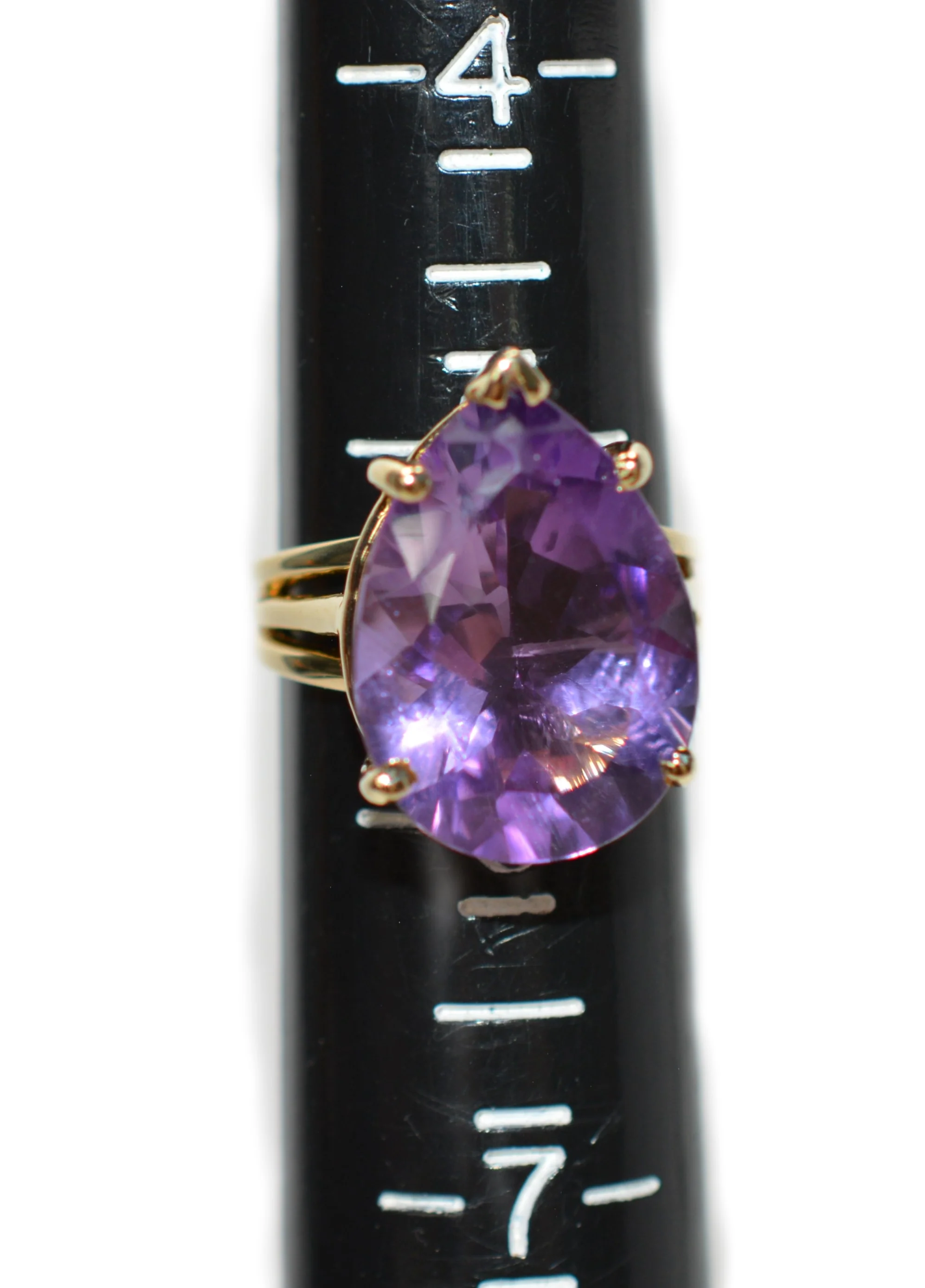 Natural Amethyst Ring 14K Solid Gold 8.71ct Solitaire Ring February Birthstone Ring Purple Ring Vintage Ring Cocktail Ring Estate Jewelry - Image 9