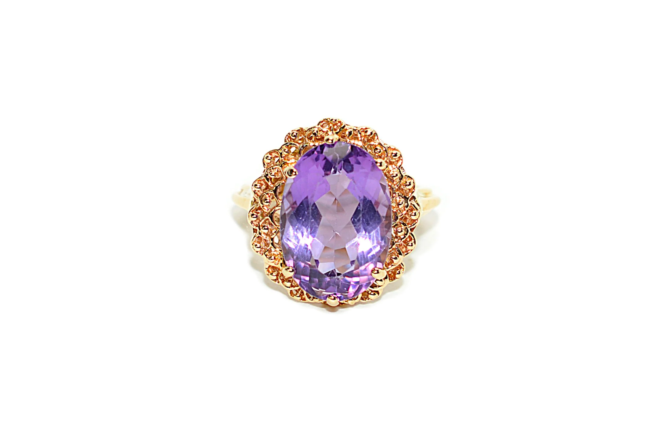 Natural Amethyst Ring 18K Solid Gold Ring 9.28ct Gemstone Ring Estate Statement Ring Cocktail Ring Purple Gemstone February Birthstone Ring