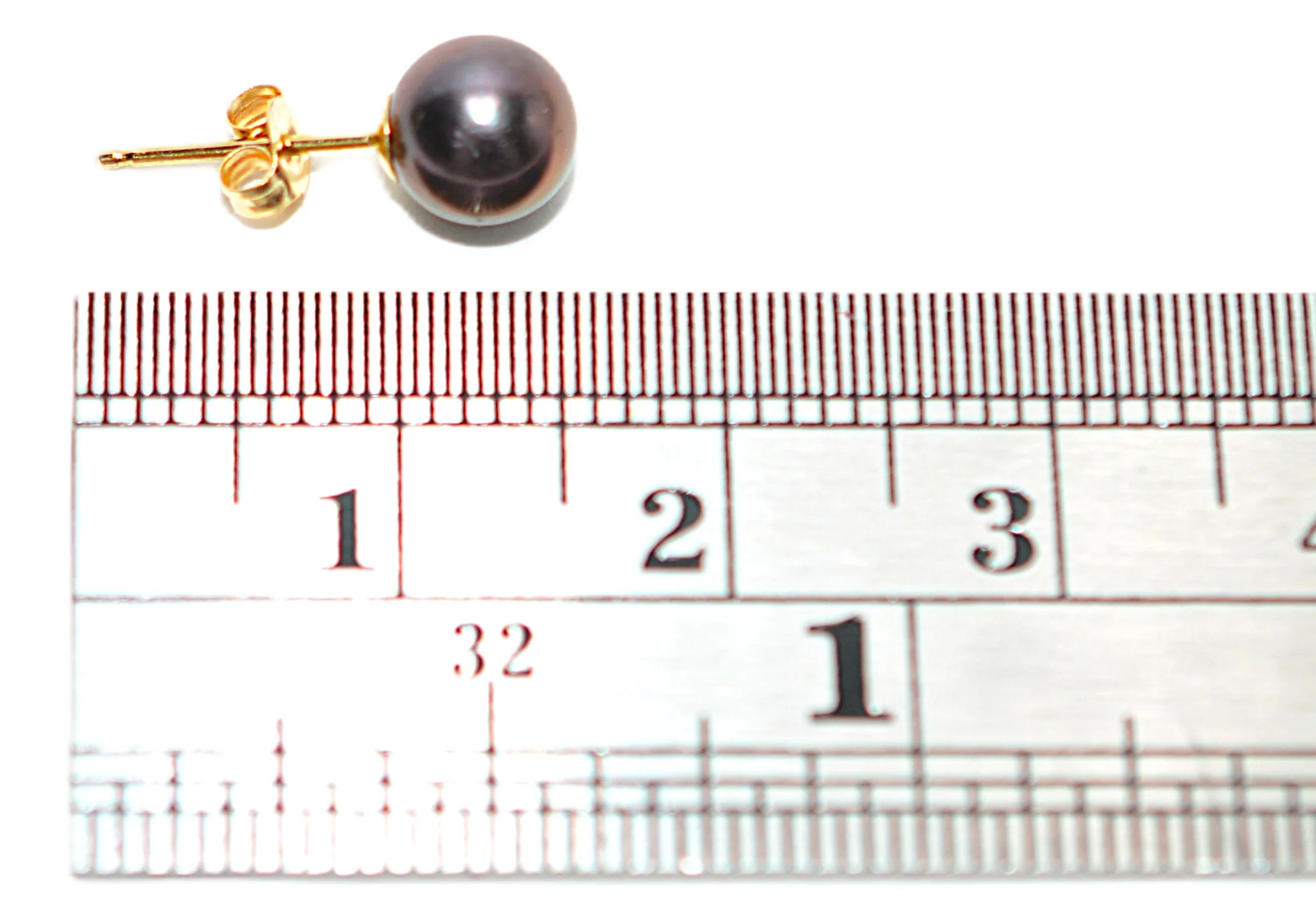 Natural Black Tahitian Pearl Earrings 14K Gold Earrings Solitaire Earrings Ball Earrings Stud Earrings Vintage Estate October Birthstone - Image 6