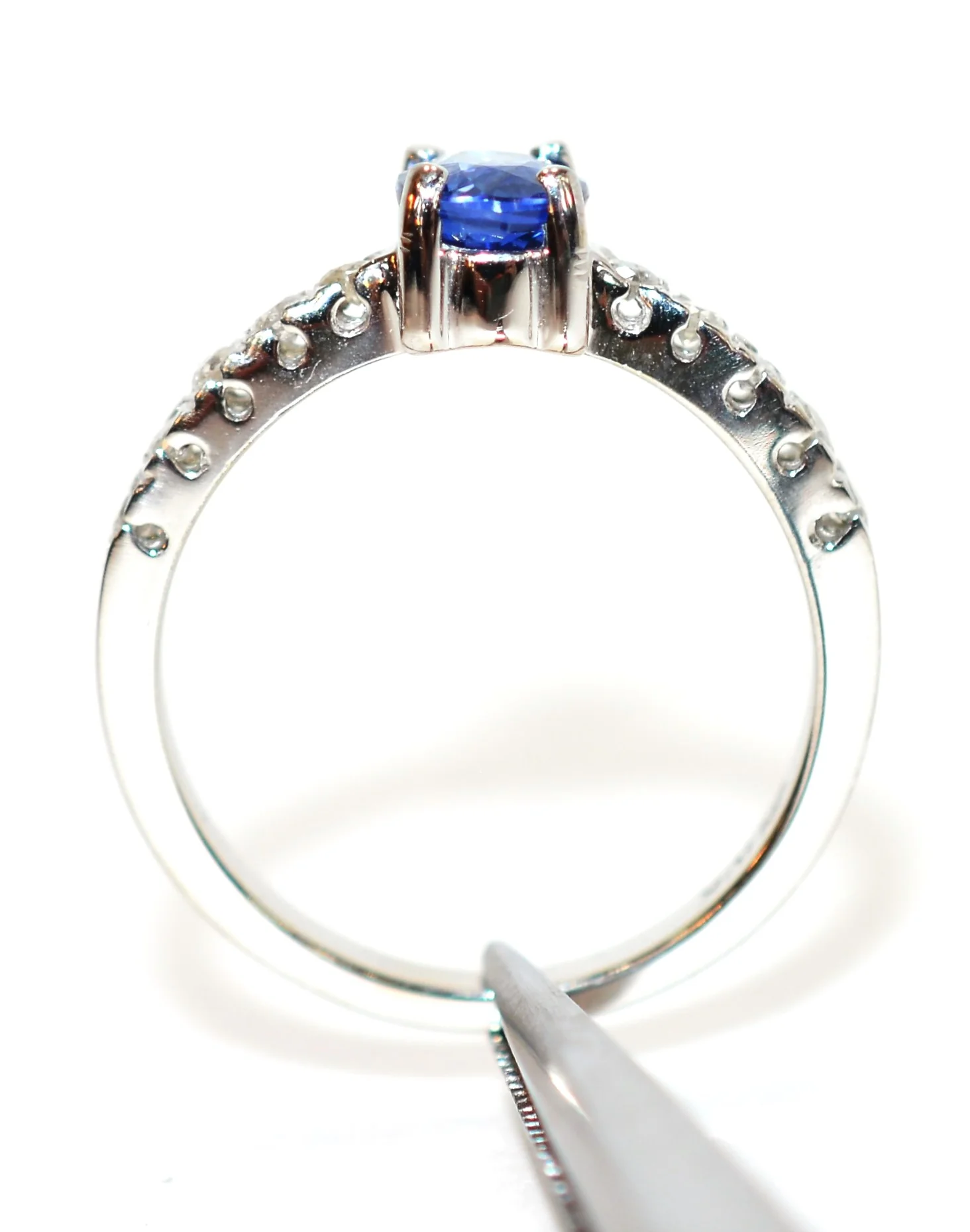 Natural Ceylon Sapphire & Diamond Ring 10K Solid White Gold 1.11tcw Sri Lankan Sapphire Engagement Ring Bridal Jewelry Fine Estate Jewellery - Image 3