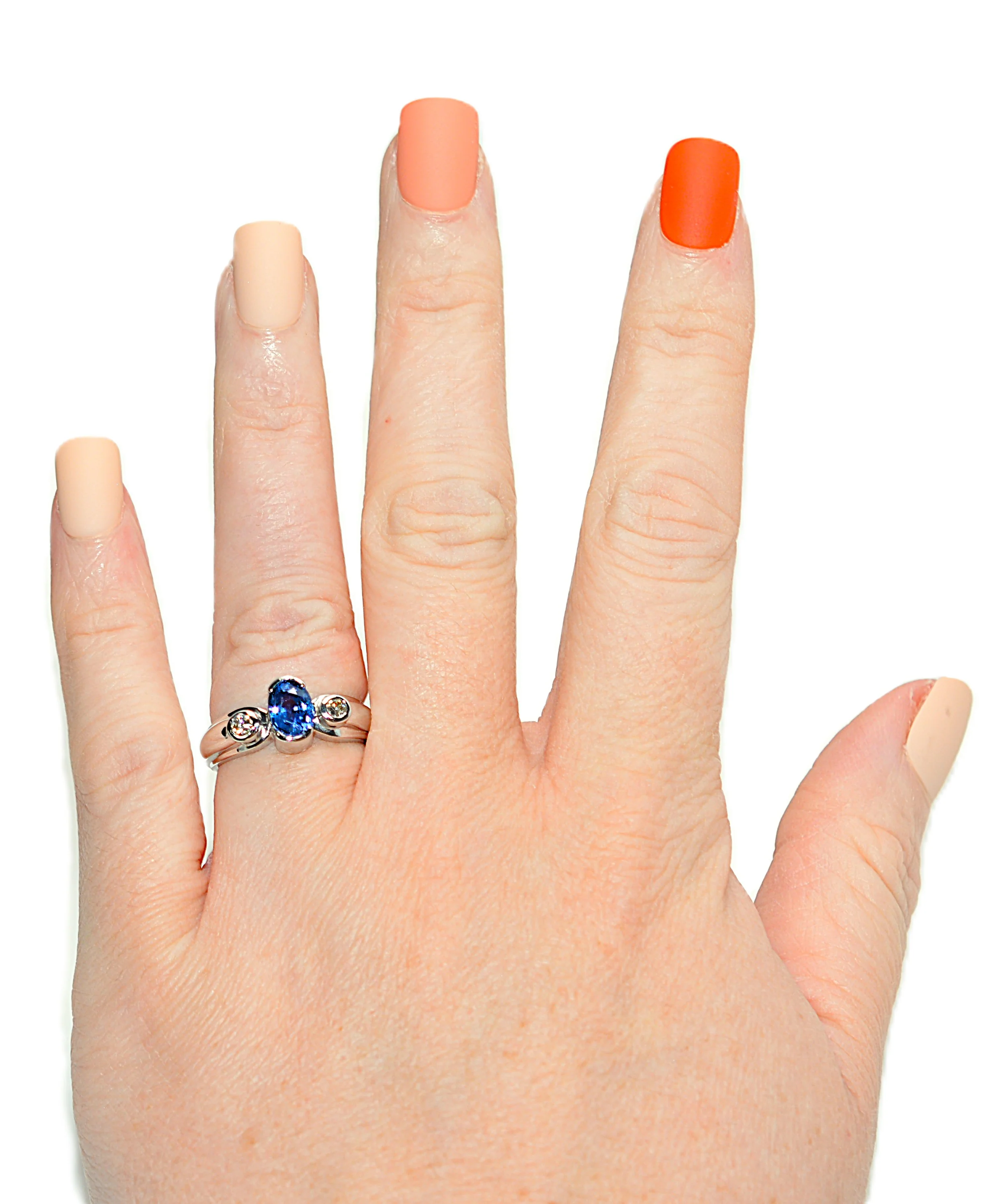 LeVian Natural Ceylon Sapphire & Diamond Ring 14K White Gold 1.44tcw Blue Ring Engagement Ring Bridal Jewelry Statement Ring September Birthstone - Image 2