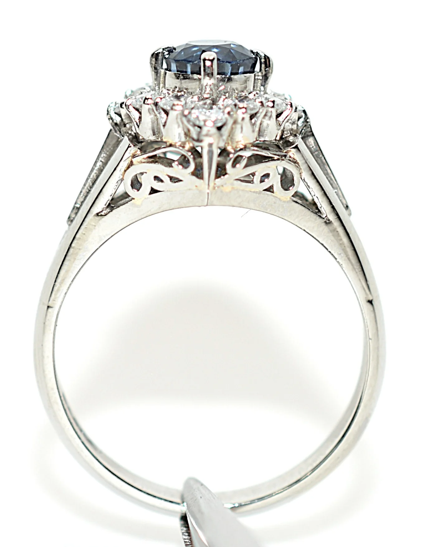 Natural Ceylon Sapphire & Diamond Ring Platinum 1.06tcw Sri Lankan Sapphire Ring Engagement Ring Cocktail Ring Diamond Halo Ring - Image 2