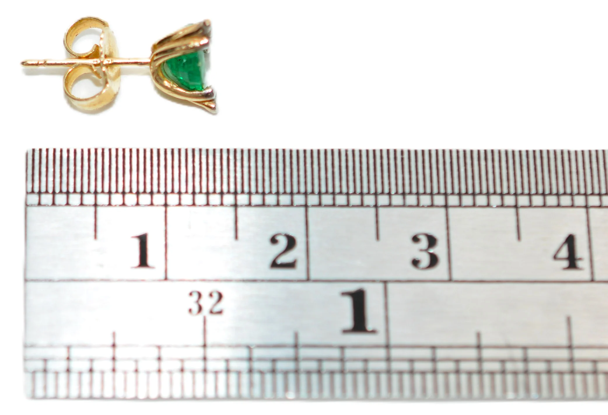 Natural Colombian Emerald & Diamond Earrings 14K Solid Gold .94tcw May Birthstone Earrings Stud Earrings Vintage Earrings Statement Earrings - Image 6