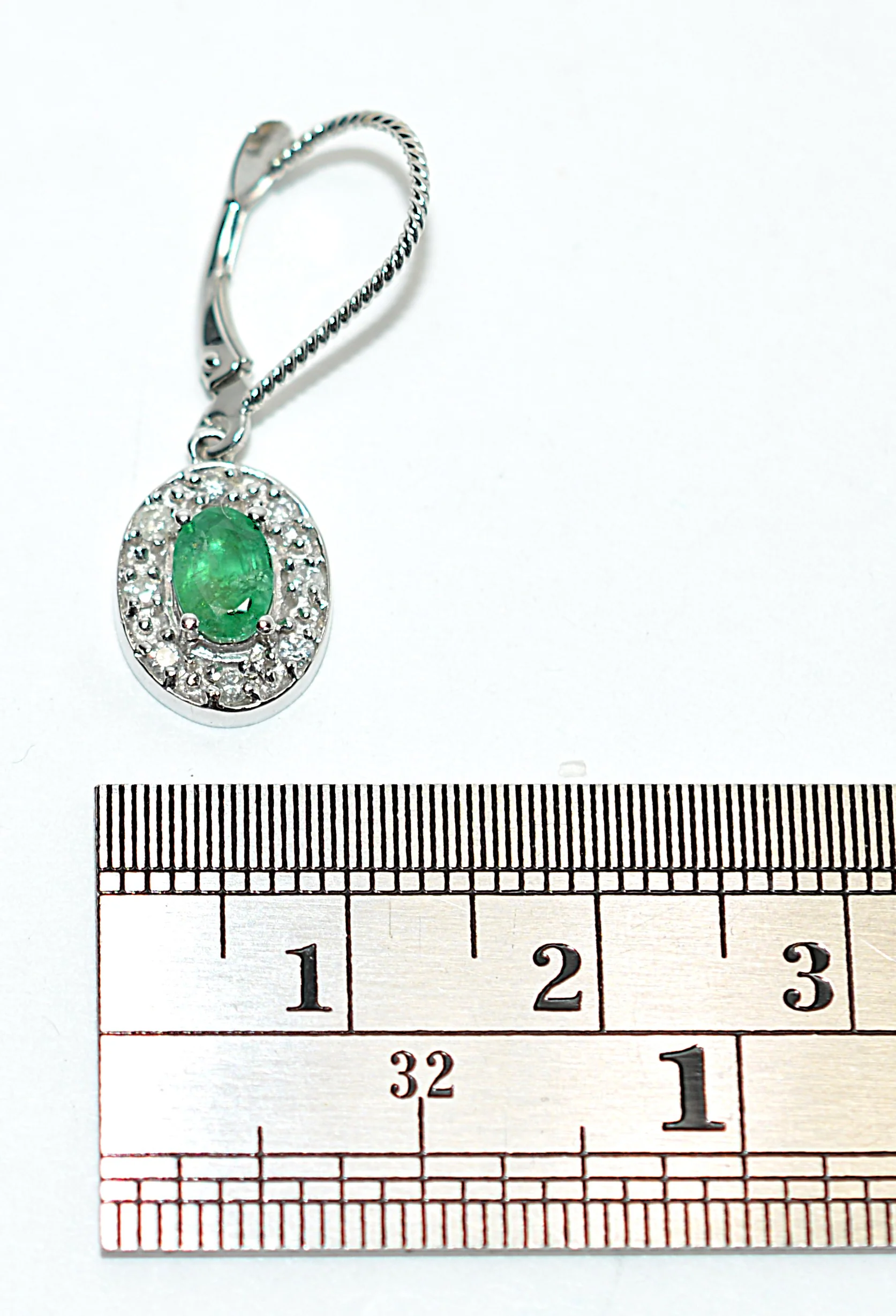 Natural Colombian Emerald & Diamond Earrings 14K White Gold .94tcw May Birthstone Earrings Dangle Drop Earrings Vintage Statement Earrings - Image 7