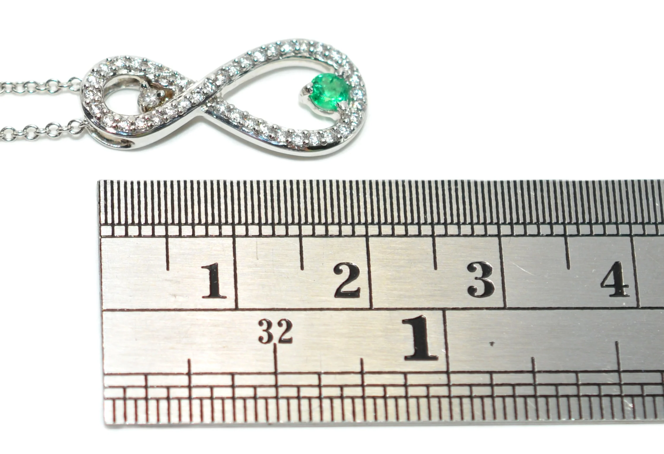 Natural Colombian Emerald & Diamond Necklace .30tcw 14K White Gold Gemstone Pendant Necklace May Birthstone Necklace Green Estate Jewelry - Image 14
