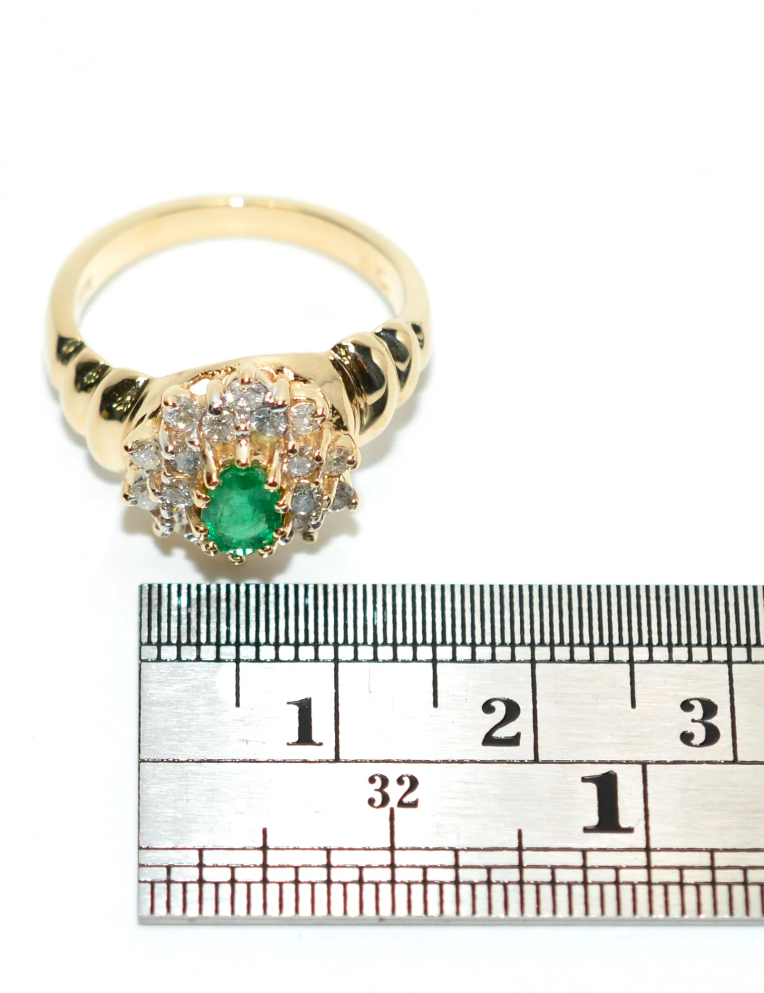 Natural Colombian Emerald & Diamond Ring 14K Solid Gold .68tcw Cluster Green Statement Ring Vintage Ring Emerald Ring May Birthstone Ring - Image 10