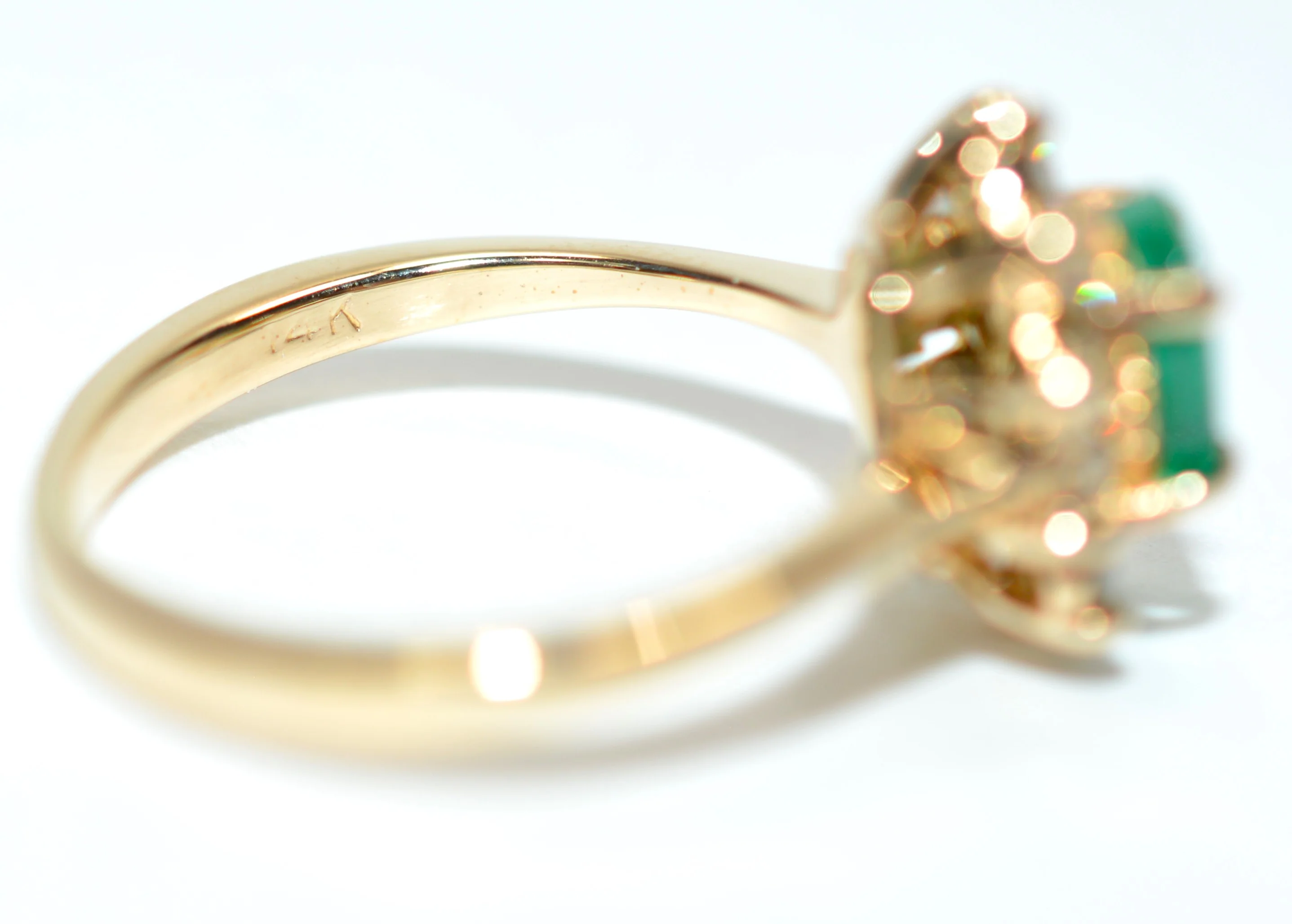 Natural Colombian Emerald & Diamond Ring 14K Solid Gold .83tcw Cluster Halo Statement Ring Vintage Ring Emerald Ring May Birthstone Ring - Image 6