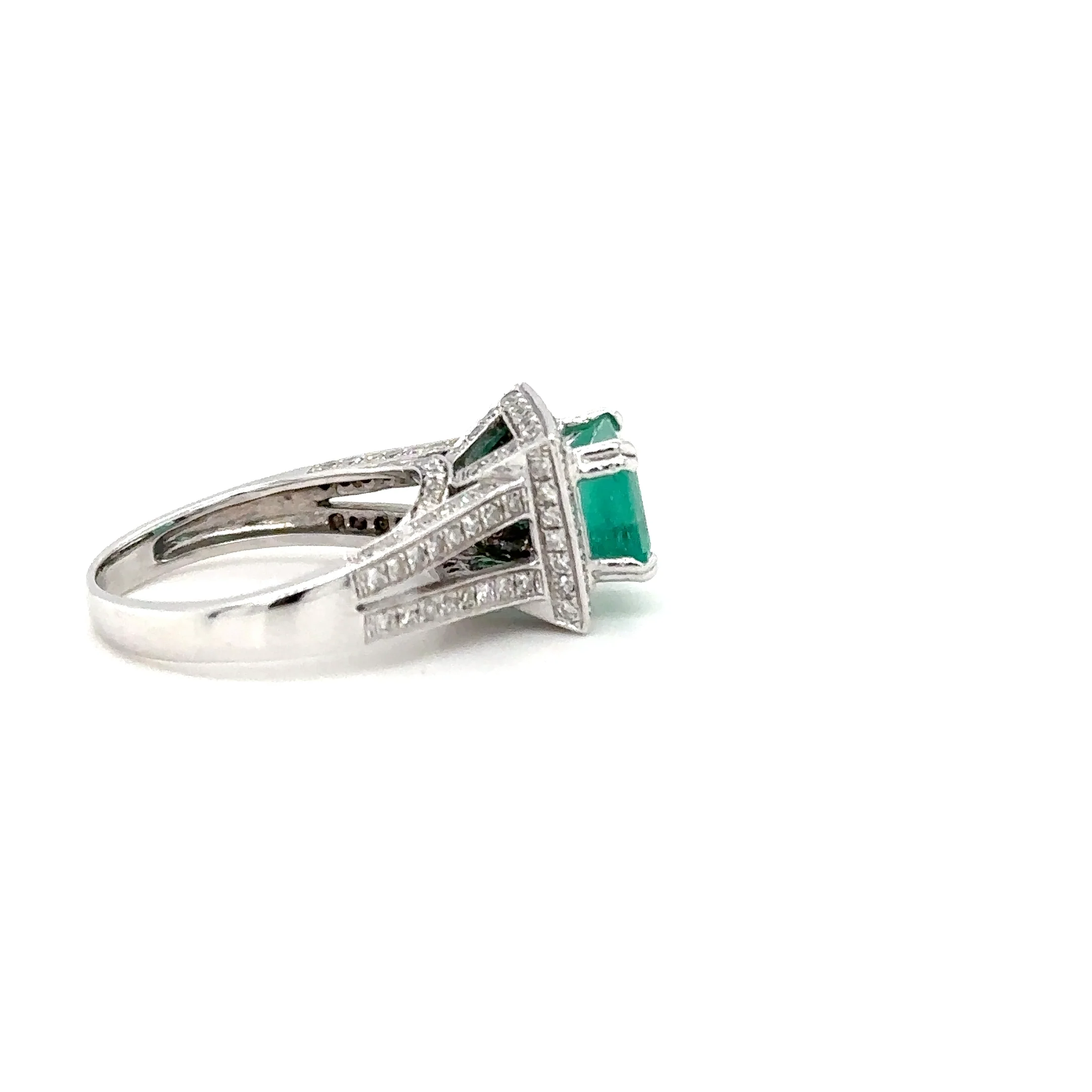 Natural Colombian Emerald & Diamond Ring 14K White Gold 2.37tcw Engagement Ring Statement Ring Wedding Ring May Birthstone Bridal Jewelry - Image 13