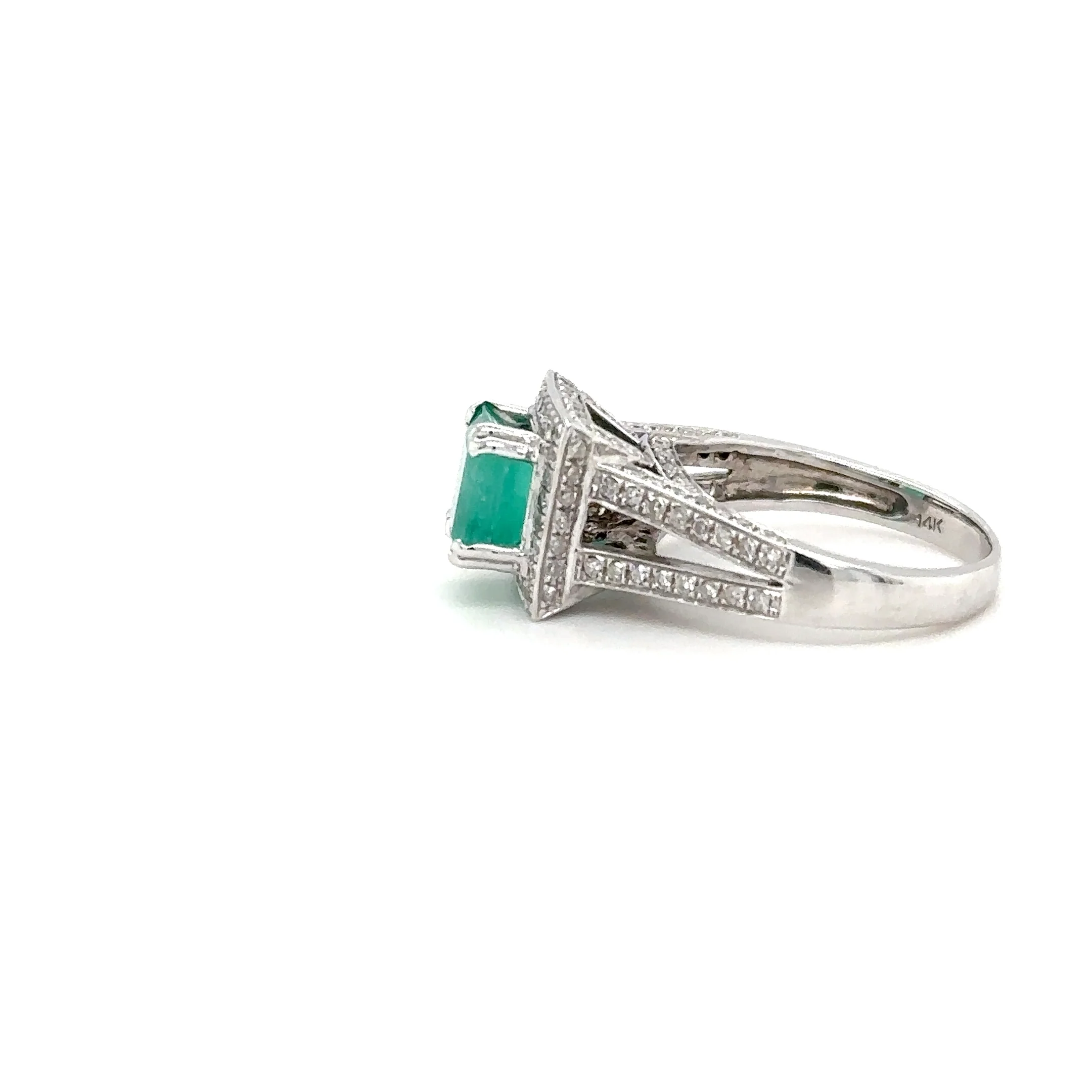 Natural Colombian Emerald & Diamond Ring 14K White Gold 2.37tcw Engagement Ring Statement Ring Wedding Ring May Birthstone Bridal Jewelry - Image 15