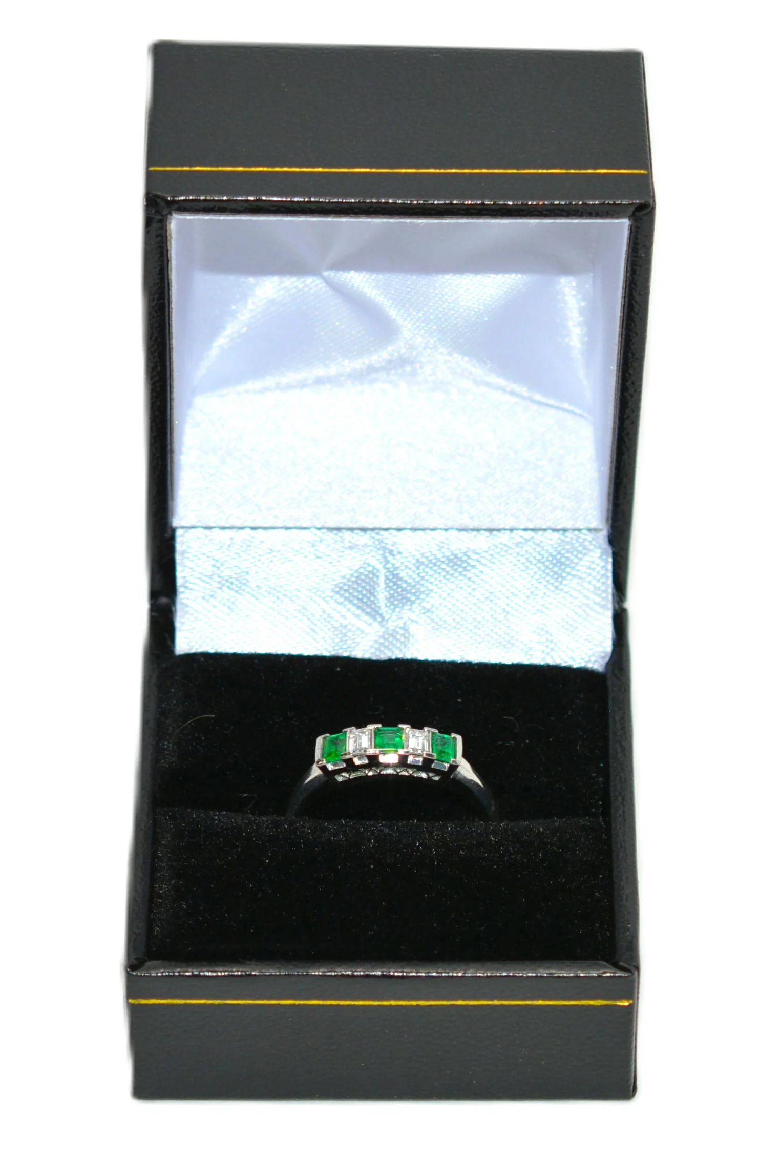 Natural Colombian Emerald & Diamond Ring Platinum .66tcw May Birthstone Ring Gemstone Band Wedding Band Bridal Jewelry Vintage Estate Piece - Image 12
