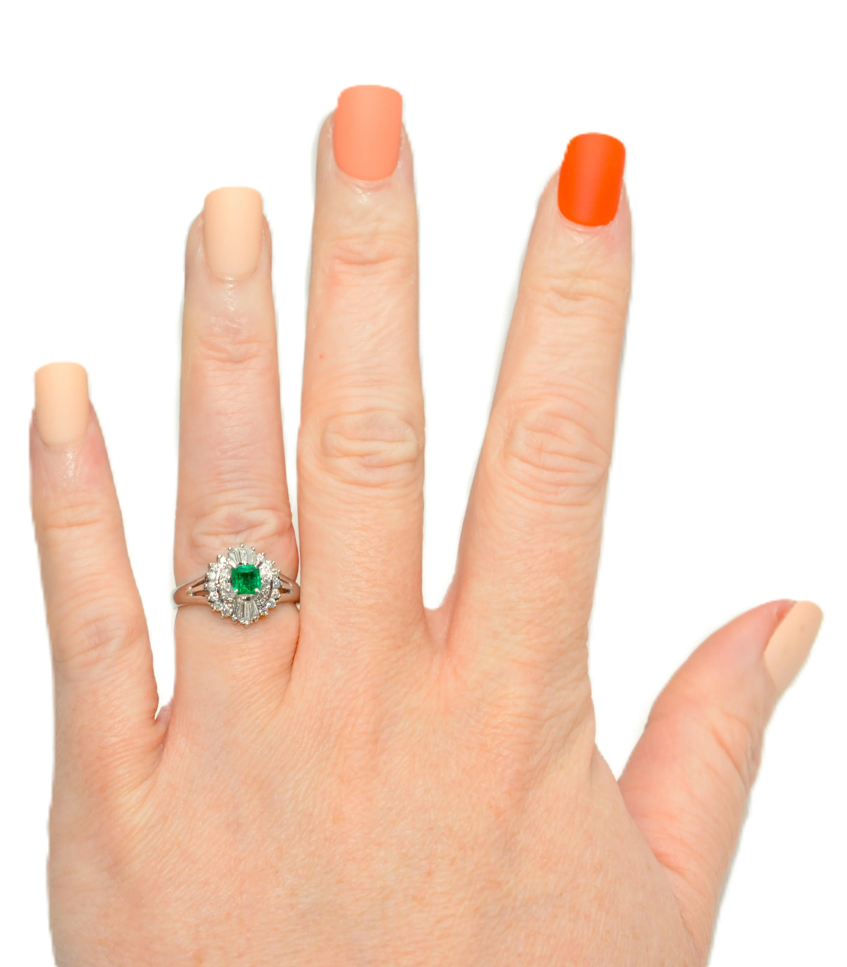 Natural Colombian Emerald & Diamond Ring Platinum Ring .73tcw Gemstone Engagement Ring Estate Jewelry Vintage Jewelry Green Birthstone Ring - Image 2