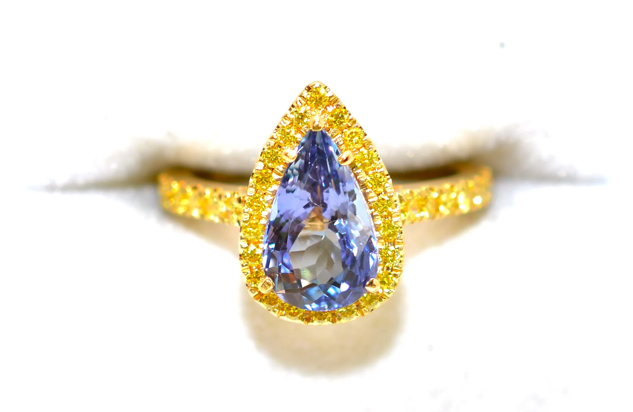 Natural D'Block Tanzanite & Fancy Yellow Diamond Ring 18K Solid Gold 3.82tcw Birthstone Statement Gemstone Bridal Cocktail Engagement Estate - Image 5