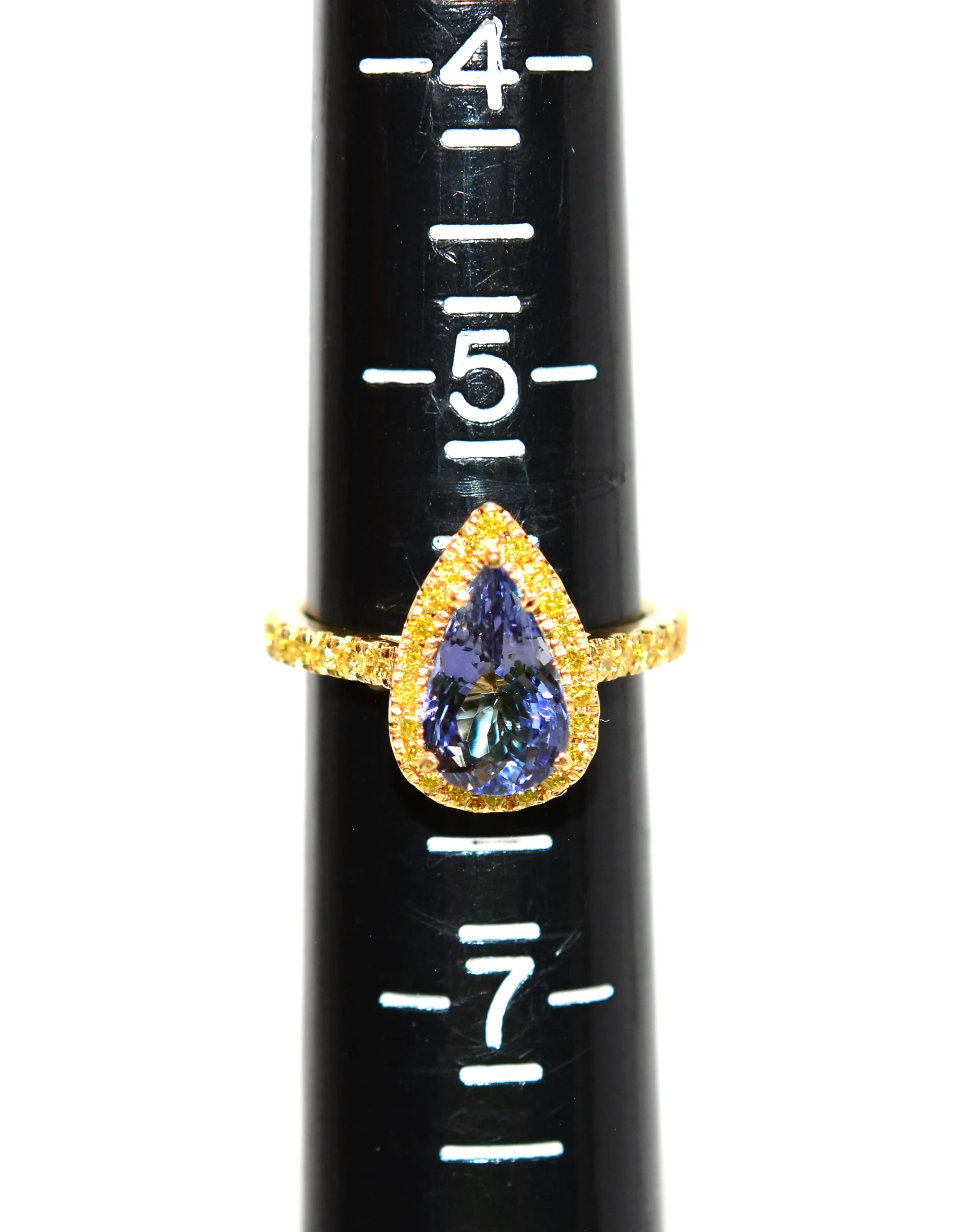 Natural D'Block Tanzanite & Fancy Yellow Diamond Ring 18K Solid Gold 3.82tcw Birthstone Statement Gemstone Bridal Cocktail Engagement Estate - Image 9