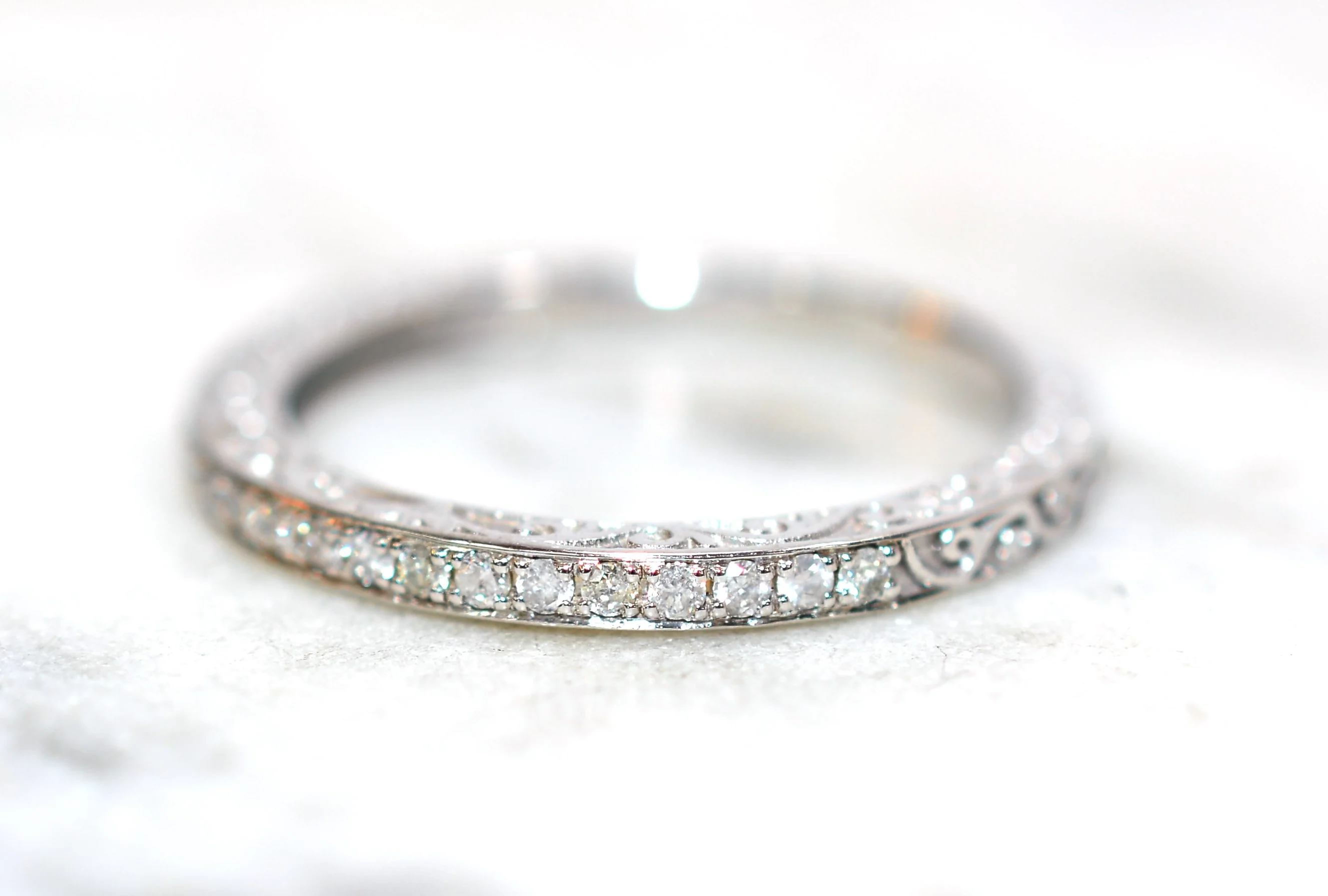 Natural Diamond Band 10K Solid White Gold Ring 0.08tcw Wedding Band Wedding Ring Diamond Ring Bridal Jewelry Stackable Ring Cocktail Ring - Image 8