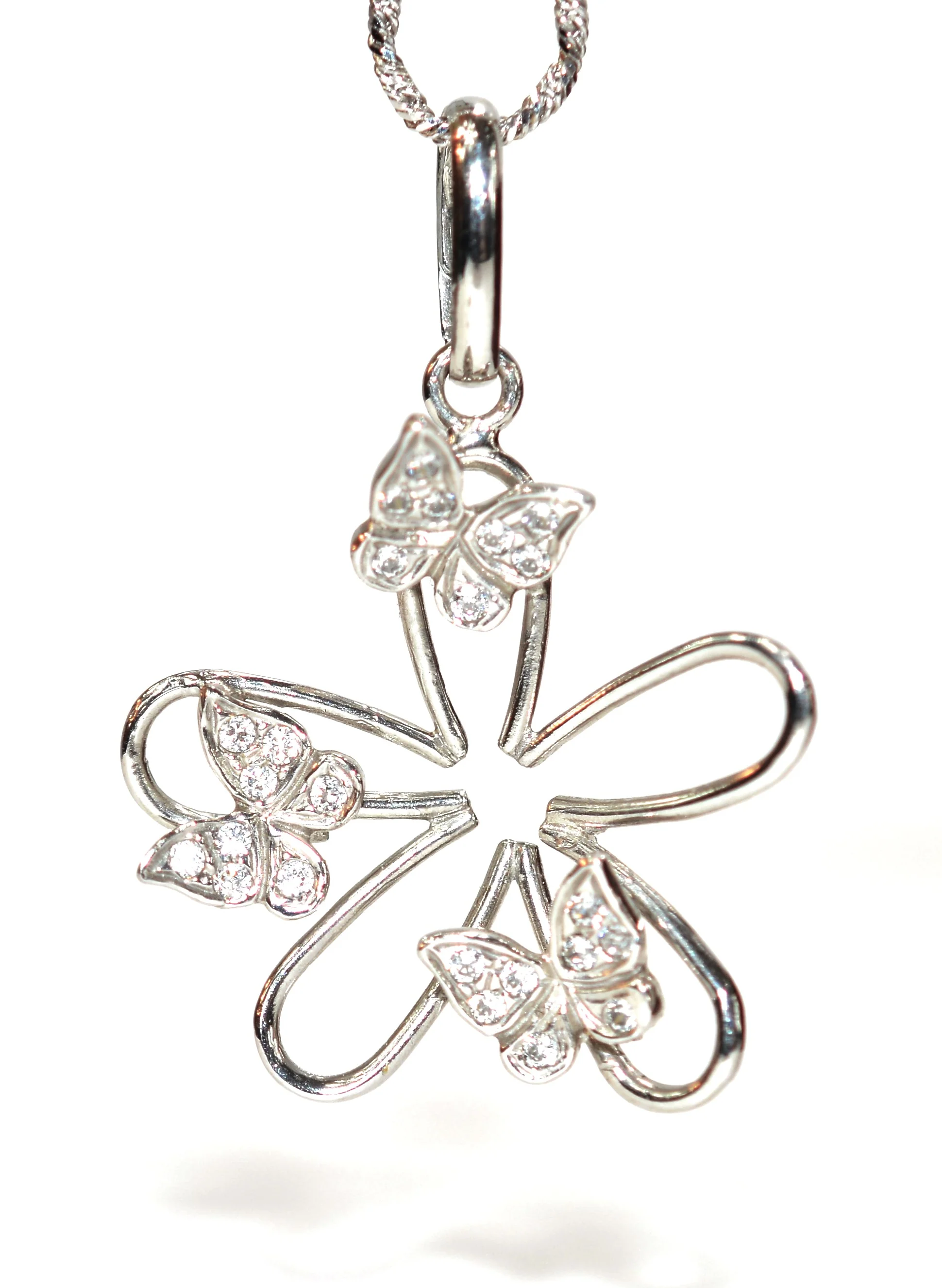 Natural Diamond Necklace 14K Solid White Gold .24tcw Butterfly Necklace Flower Necklace Floral Necklace Statement Necklace Estate Jewellery - Image 3