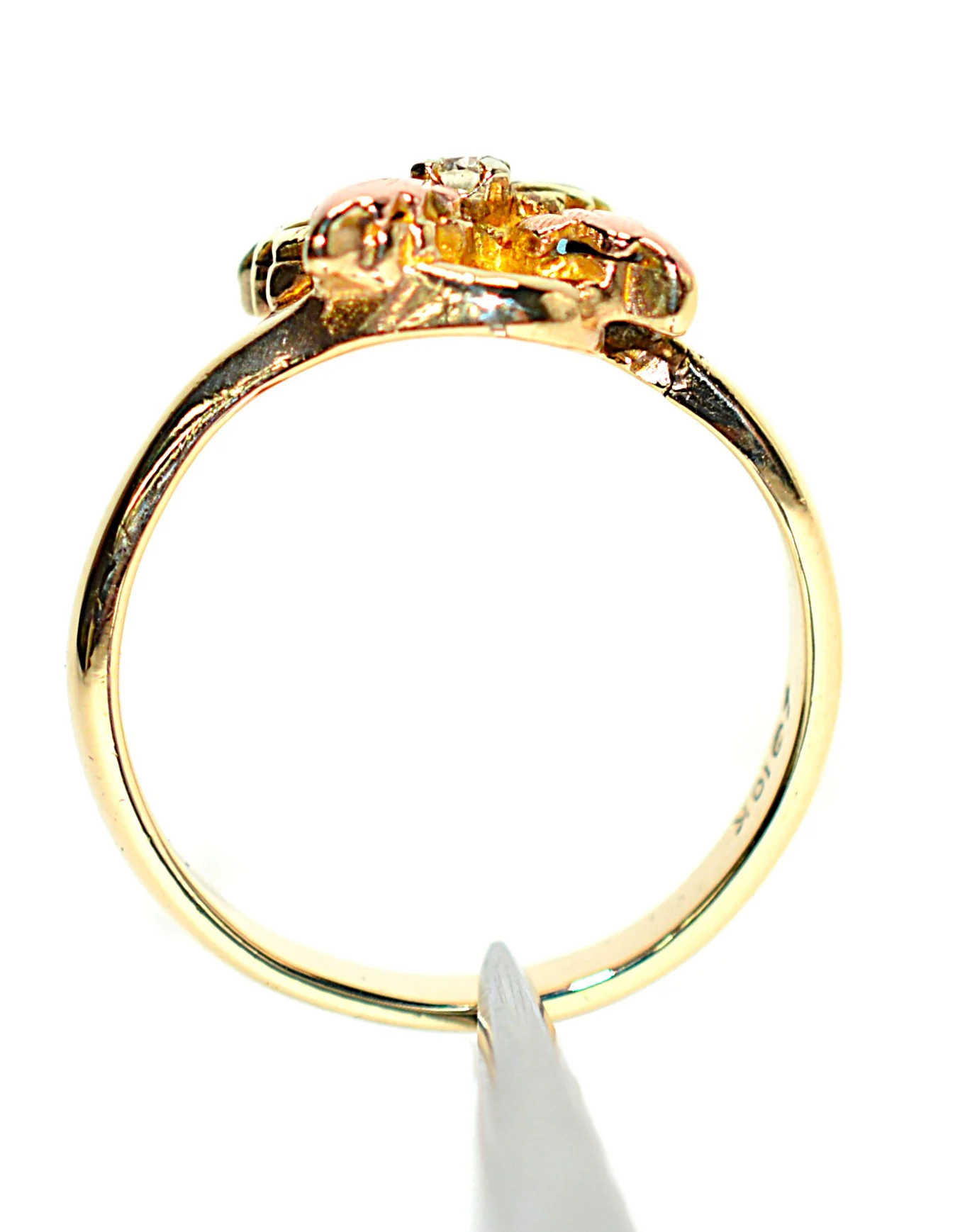 Natural Diamond Ring .03ct 10K Solid Gold Black Hills Gold Ring American Made Black Hills South Dakota Vintage Estate Jewelry - Image 3