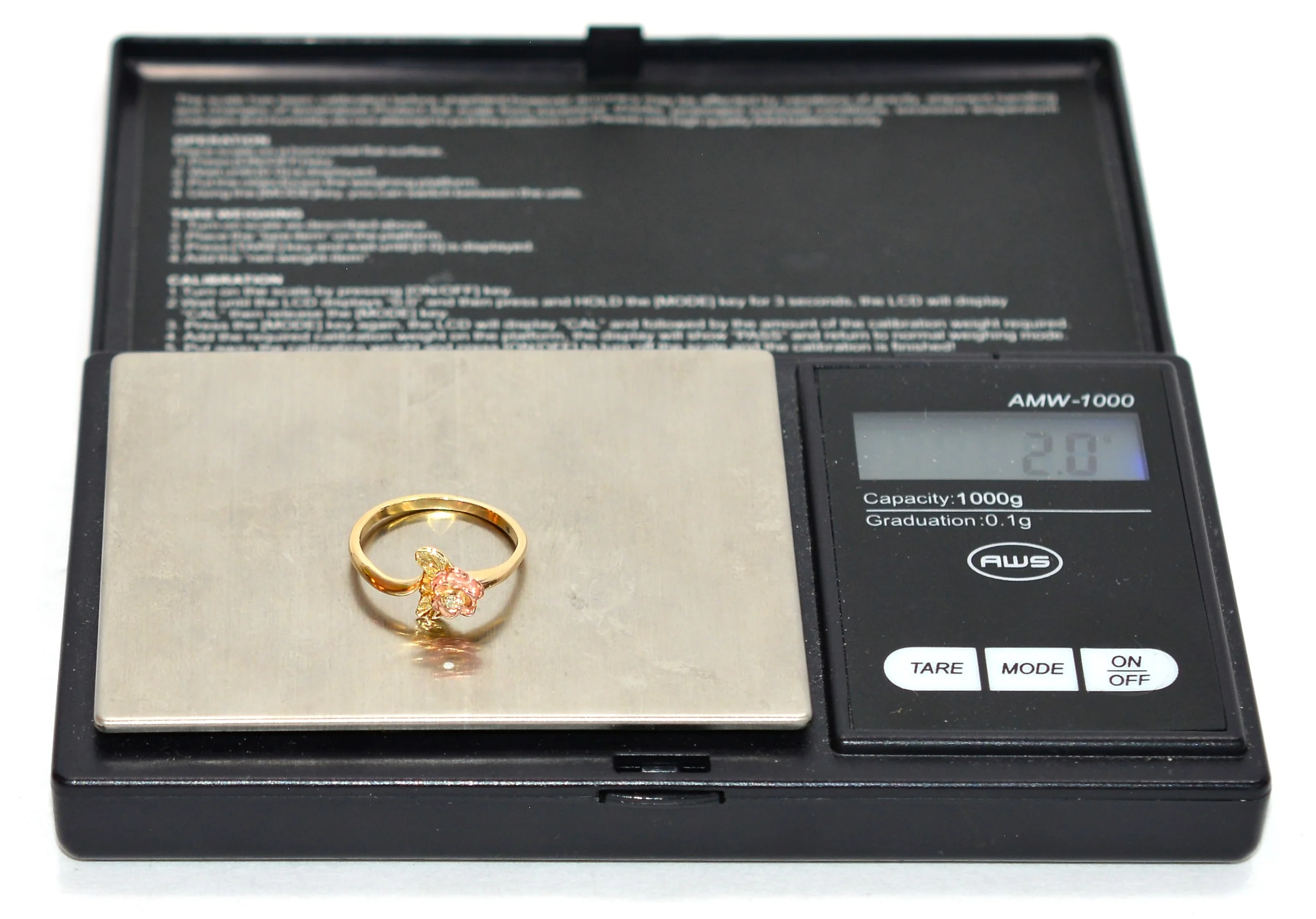 Natural Diamond Ring 10K Solid Gold Black Hills Gold .01ct Rose Ring Women's Ring Ladies Ring Solitaire Ring Flower Ring Nature Ring Estate - Image 11