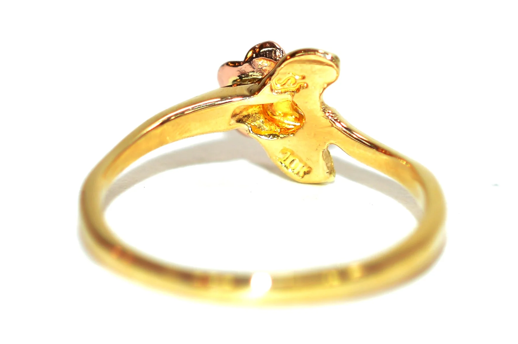Natural Diamond Ring 10K Solid Gold Black Hills Gold .01ct Rose Ring Women's Ring Ladies Ring Solitaire Ring Flower Ring Nature Ring Estate - Image 6