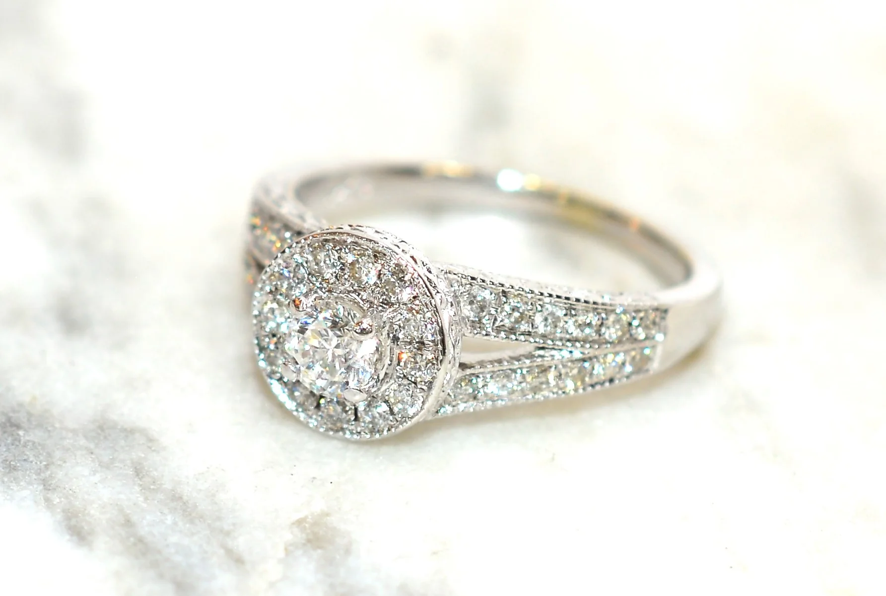 Natural Diamond Ring 14K Solid White Gold .64tcw Engagement Ring Wedding Ring Bridal Jewelry Anniversary Ring Cocktail Ring Designer Ring - Image 8