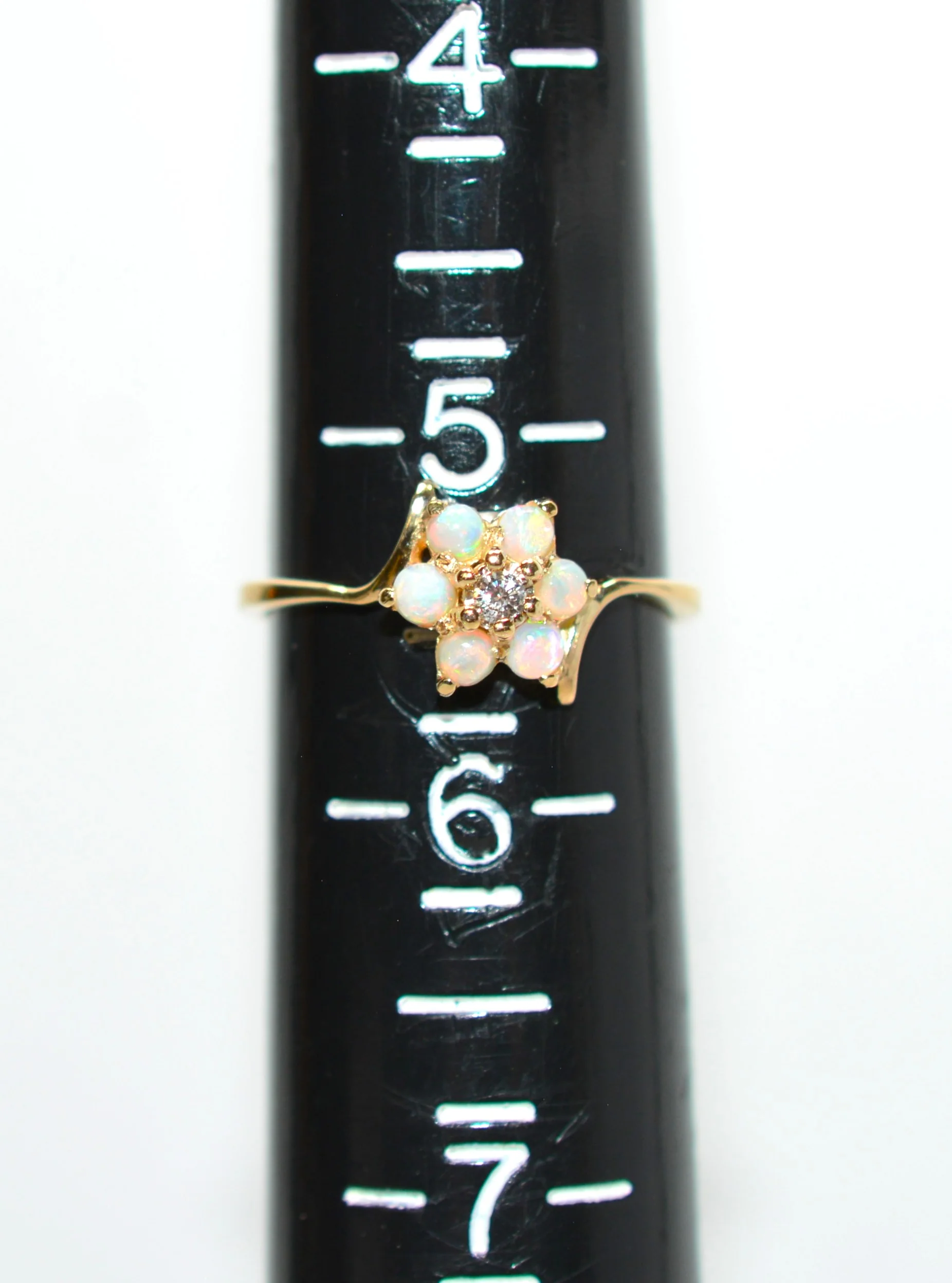 Natural Ethiopian Opal & Diamond Ring 10K Solid Gold .15tcw Gemstone Ring Opal Ring October Birthstone Ring Cocktail Ring Engagement Ring - Image 9
