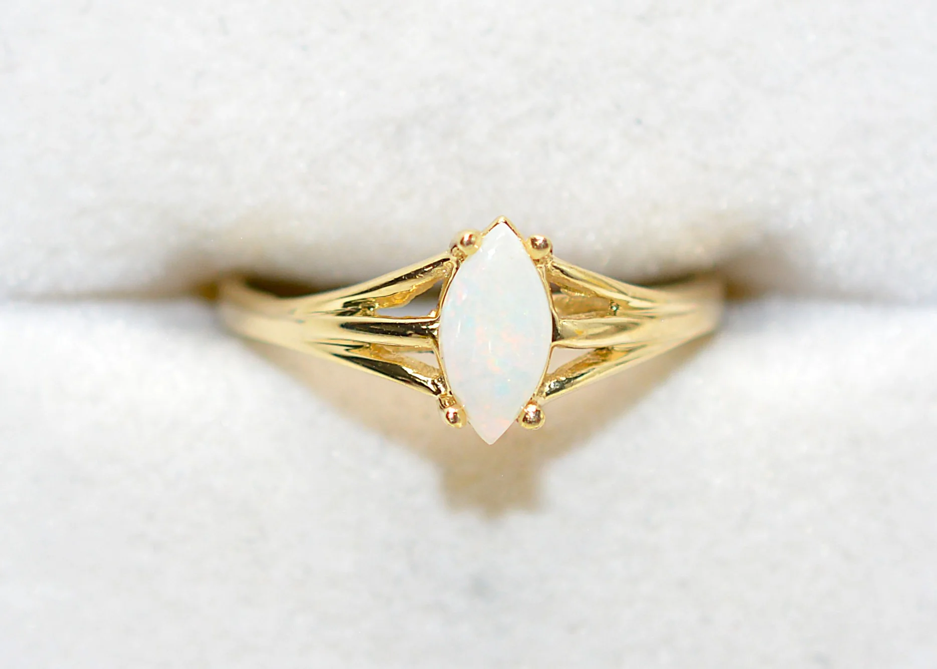 Natural Ethiopian Opal Ring 14K Solid Gold Solitaire Gemstone Ring October Birthstone Ring Statement Ring White Rainbow Ring Fine Opal - Image 5