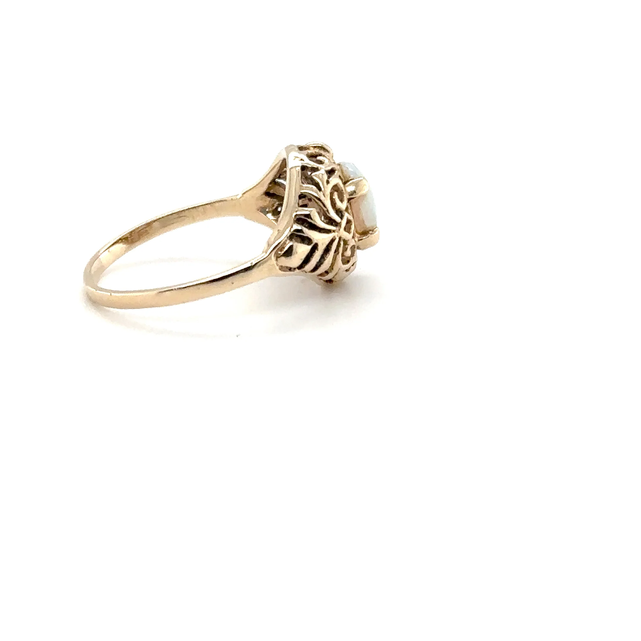 Natural Ethiopian Opal Ring 14K Solid Gold Filigree Ring Solitaire Gemstone Ring October Birthstone Ring Antique Ring Vintage Estate - Image 15