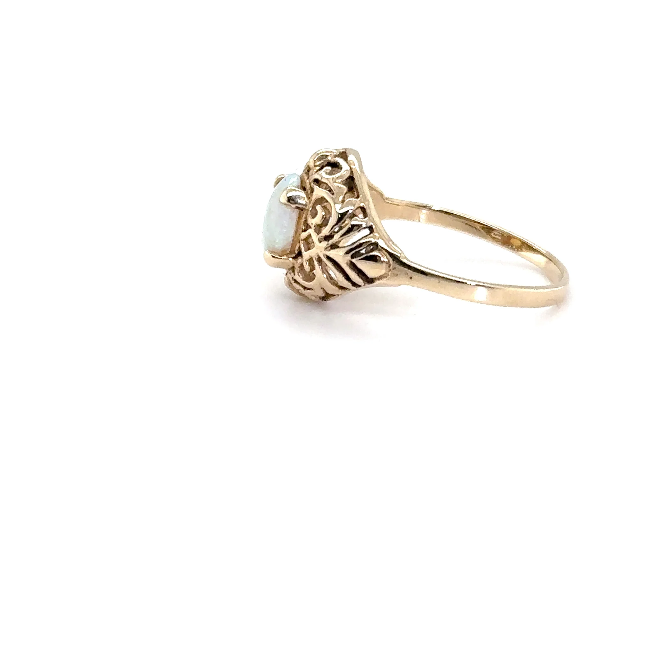 Natural Ethiopian Opal Ring 14K Solid Gold Filigree Ring Solitaire Gemstone Ring October Birthstone Ring Antique Ring Vintage Estate - Image 16