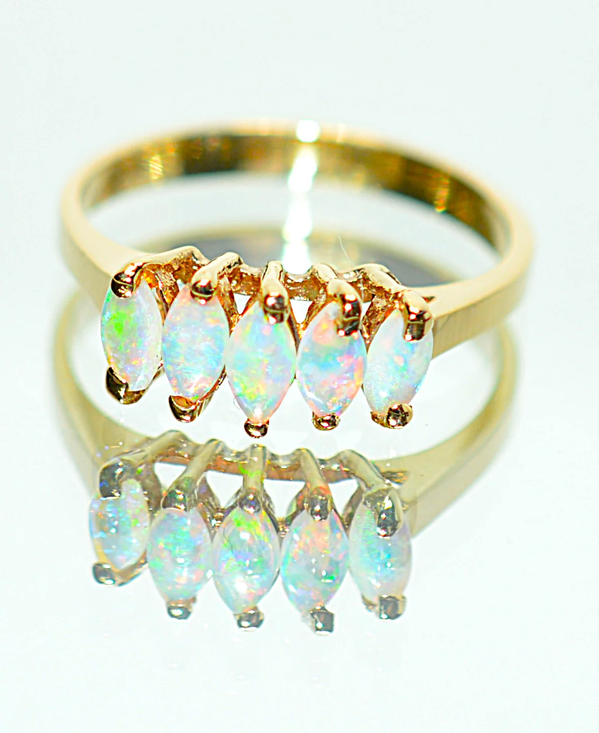 Natural Ethiopian Opal Ring 14K Solid Gold Precious Opal Ring Cluster Ring Statement Ring Vintage Ring Cocktail Ring October Birthstone Ring - Image 6