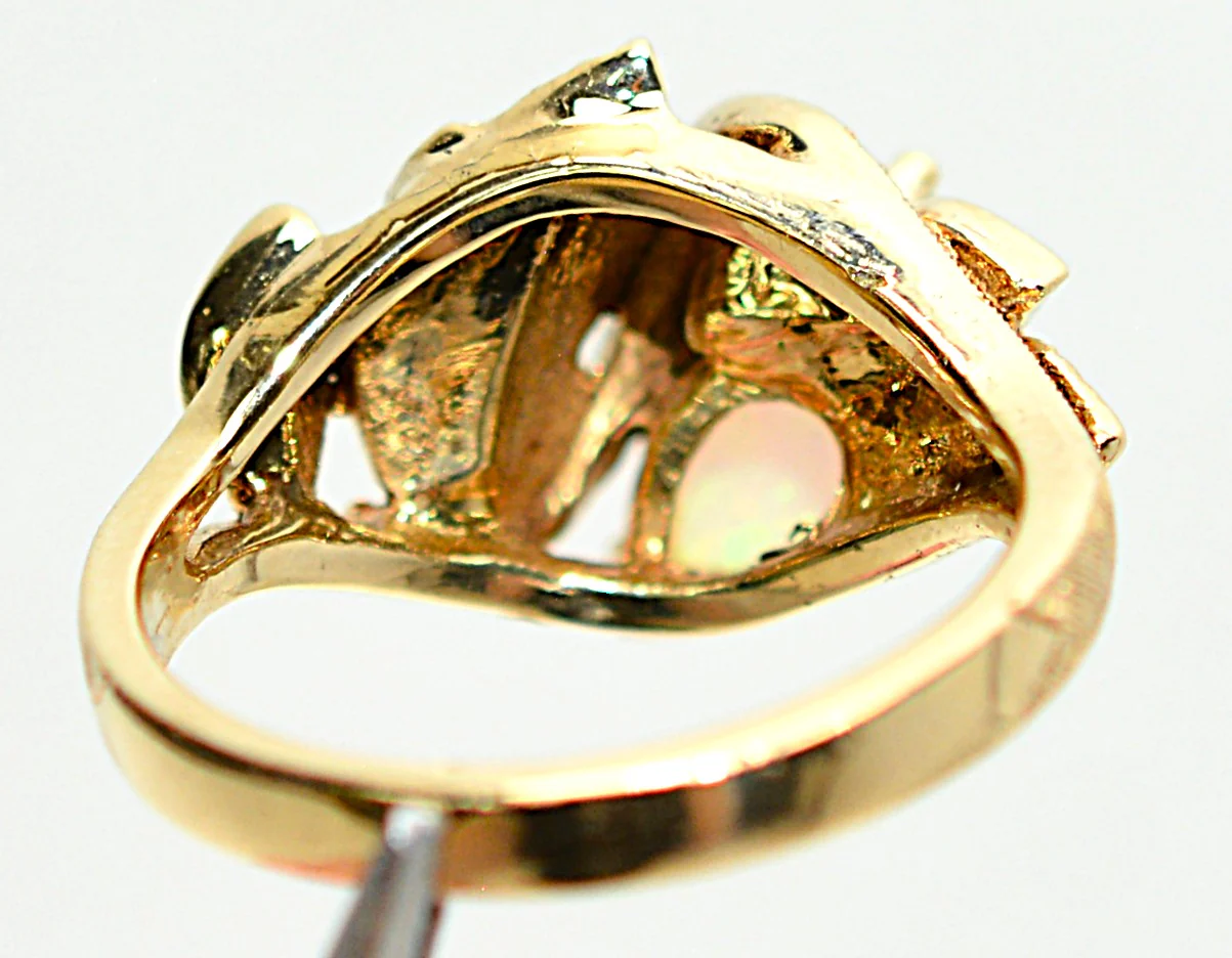 Natural Ethiopian Opal Ring 14K Solid Gold Precious Ring Leaf Ring Statement Ring Boho Ring October Birthstone Ring Pear Gemstone Ring - Image 7