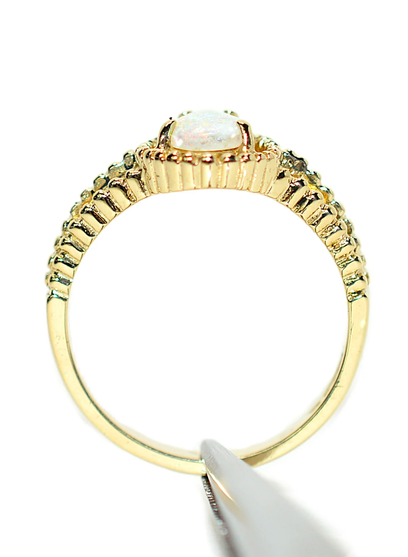 Natural Ethiopian Opal Ring 14K Yellow Gold October Birthstone Ring Vintage Estate Jewelry - Image 3