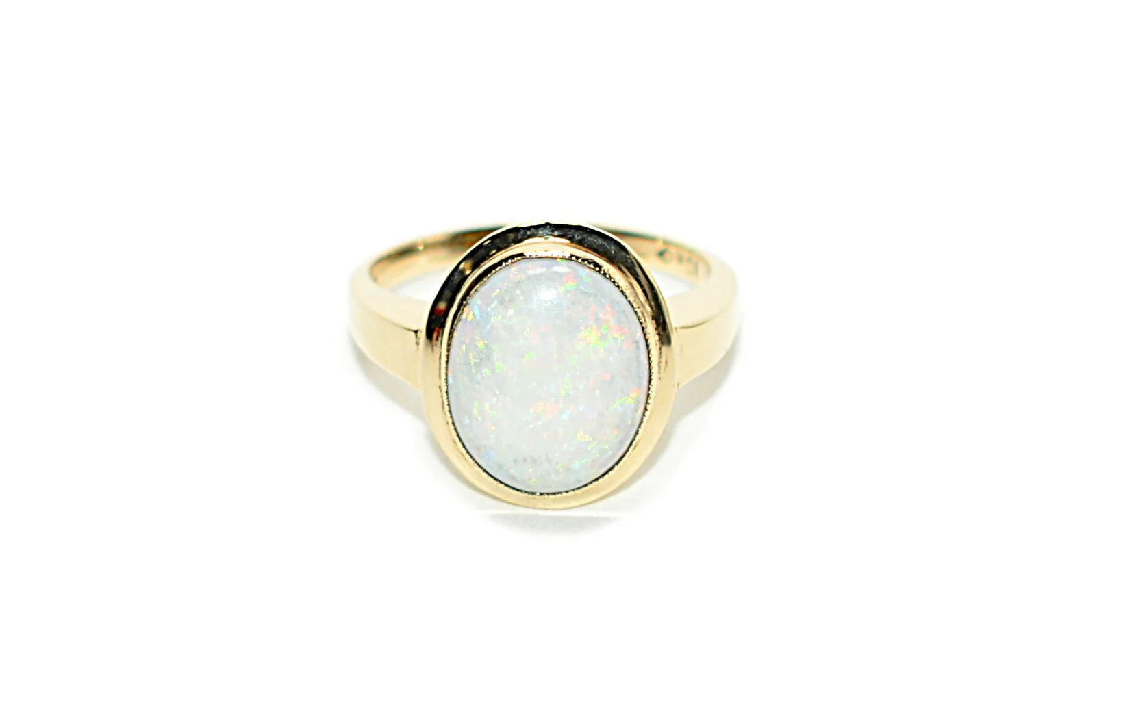 Natural Ethiopian Welo Opal Ring 10K Solid Gold Ring Gemstone Ring October Birthstone Statement Cocktail Ring