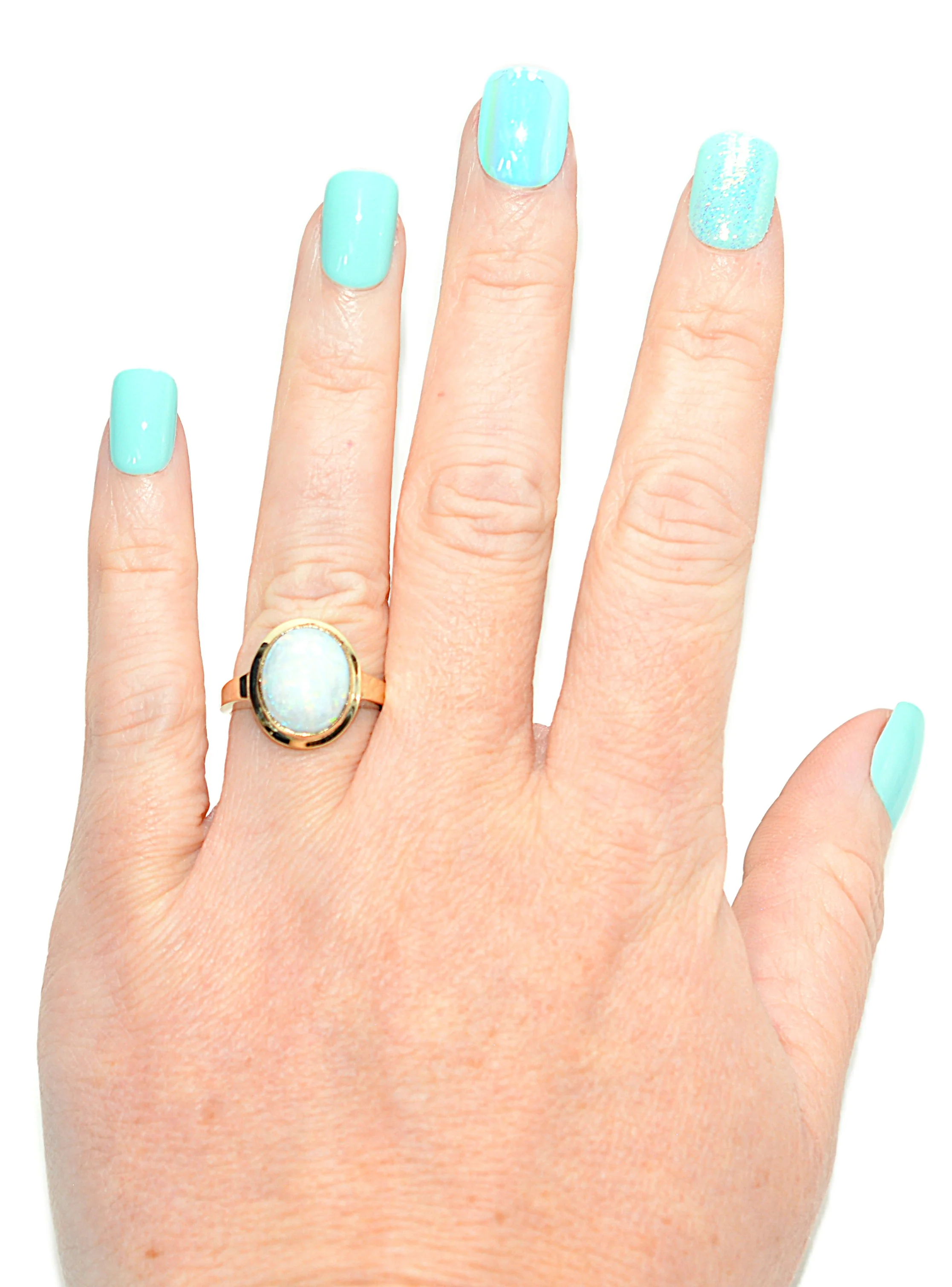 Natural Ethiopian Welo Opal Ring 10K Solid Gold Ring Gemstone Ring October Birthstone Statement Cocktail Ring - Image 2